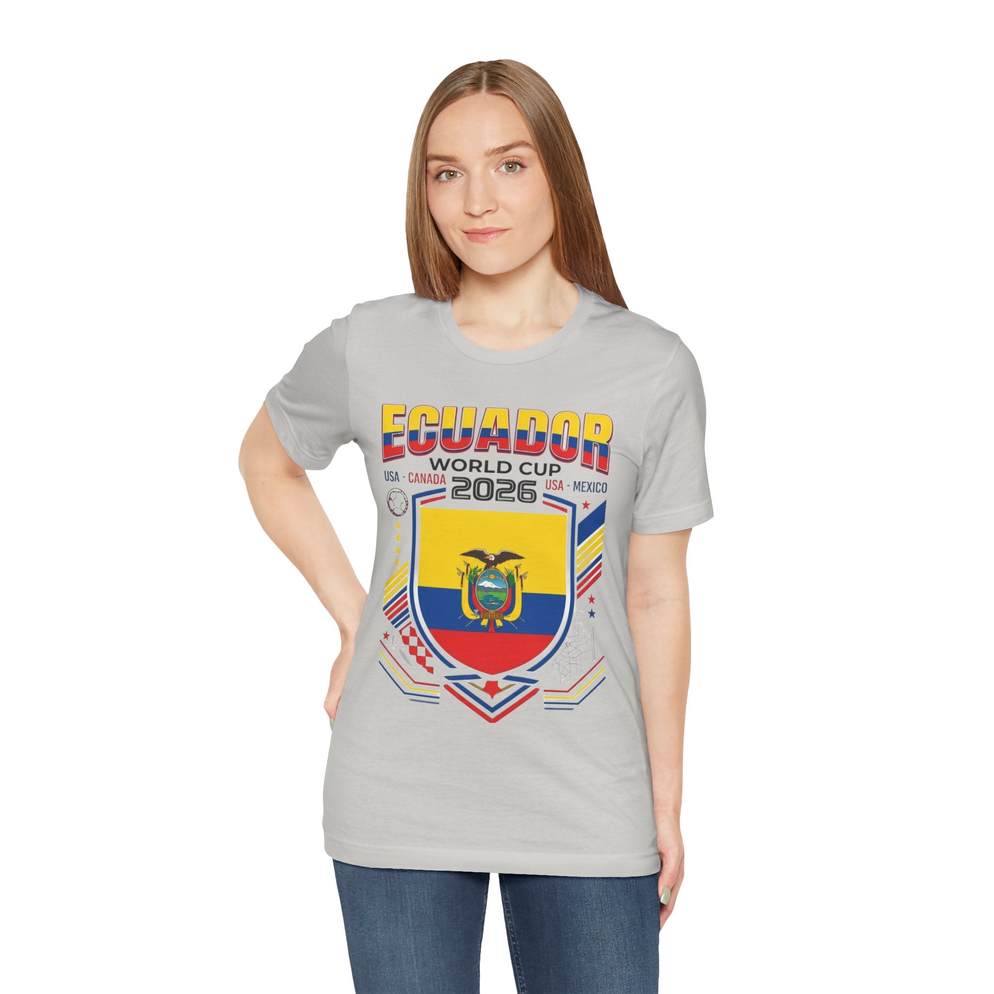Camiseta Ecuador Mundial 2026 | Escudo de Fútbol de Ecuador, EE. UU. Canadá México