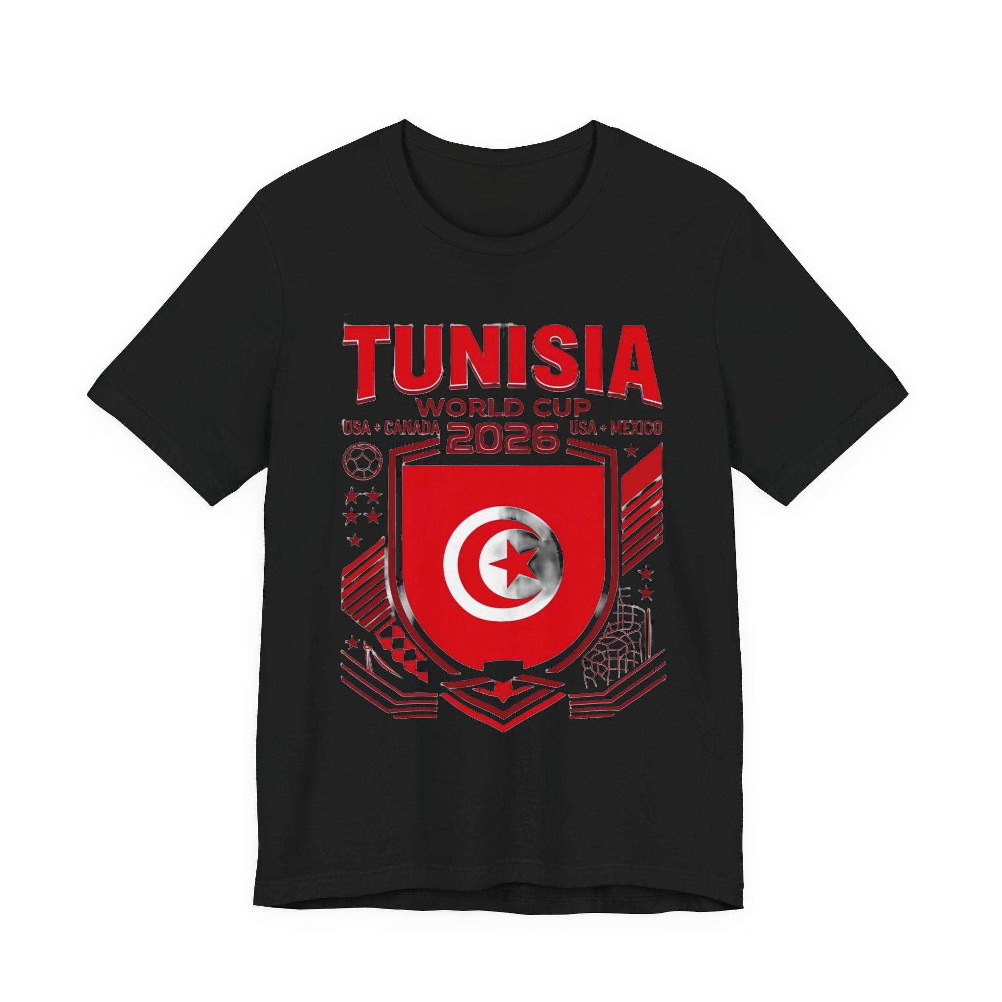 T-shirt Coupe du Monde 2026 Tunisie | Blason Football Tunisien, USA Canada Mexique