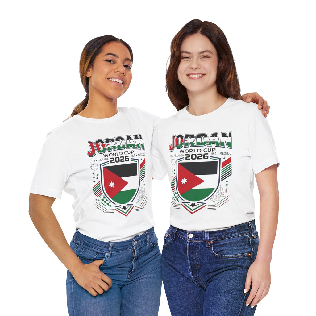 Camiseta Jordan Mundial 2026 | Escudo de fútbol de Jordania, EE. UU., Canadá, México