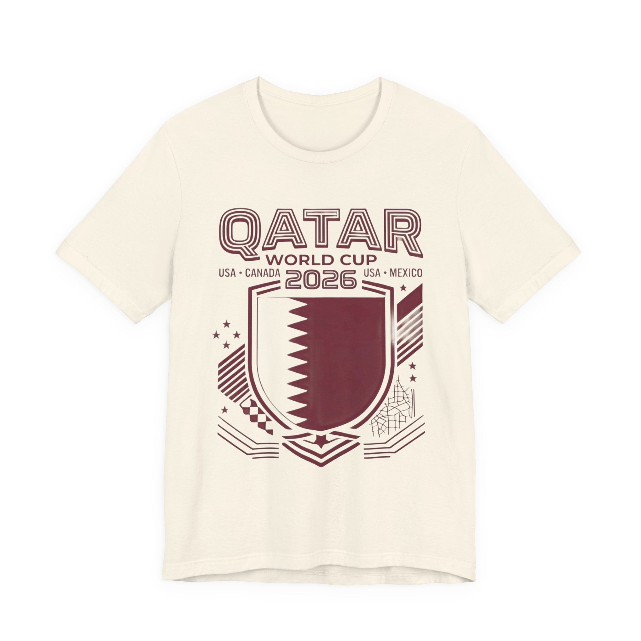 T-shirt Coupe du Monde Qatar 2026 | Blason de football du Qatar, États-Unis Canada Mexique