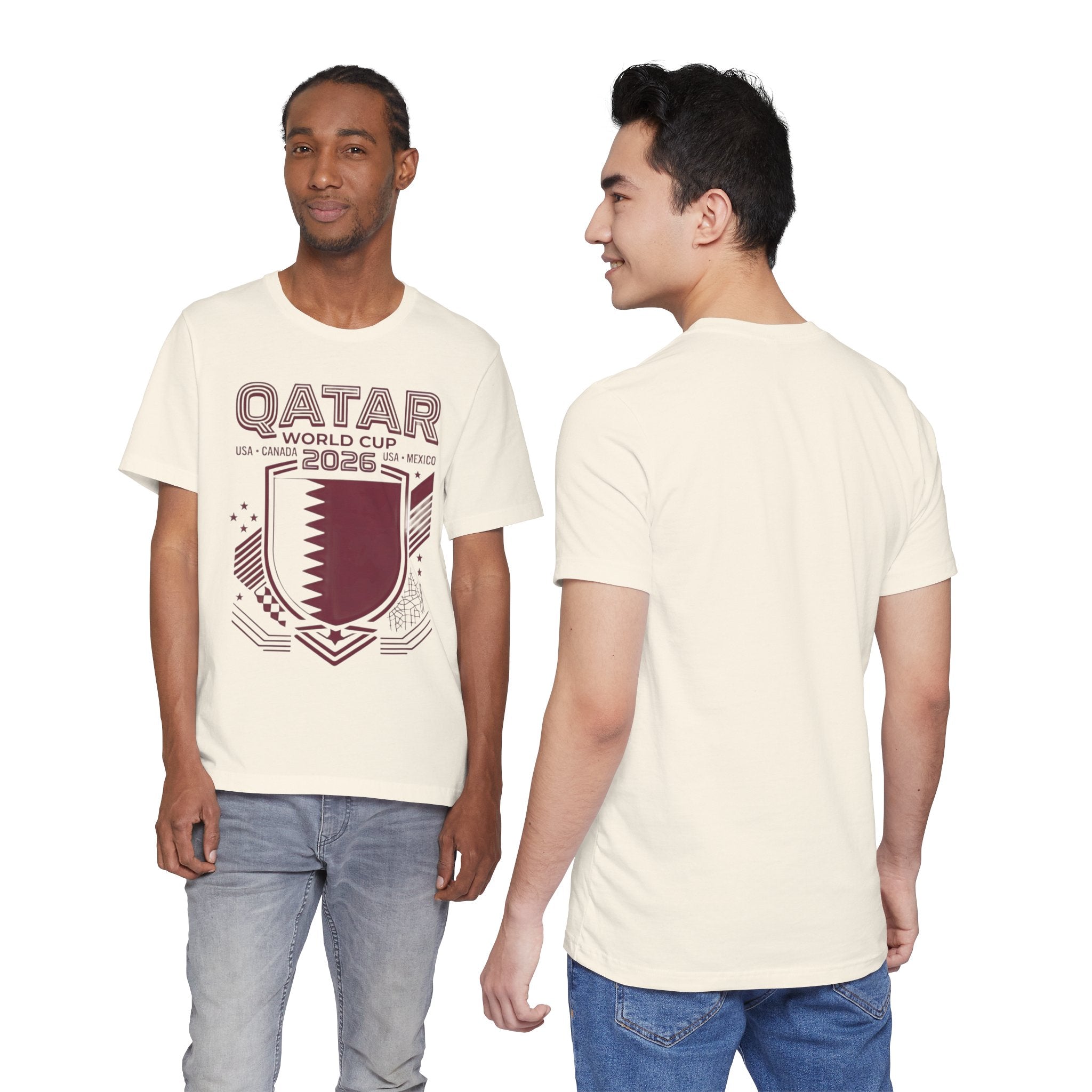Camiseta del Mundial de Catar 2026 | Escudo de fútbol de Catar, EE. UU., Canadá, México