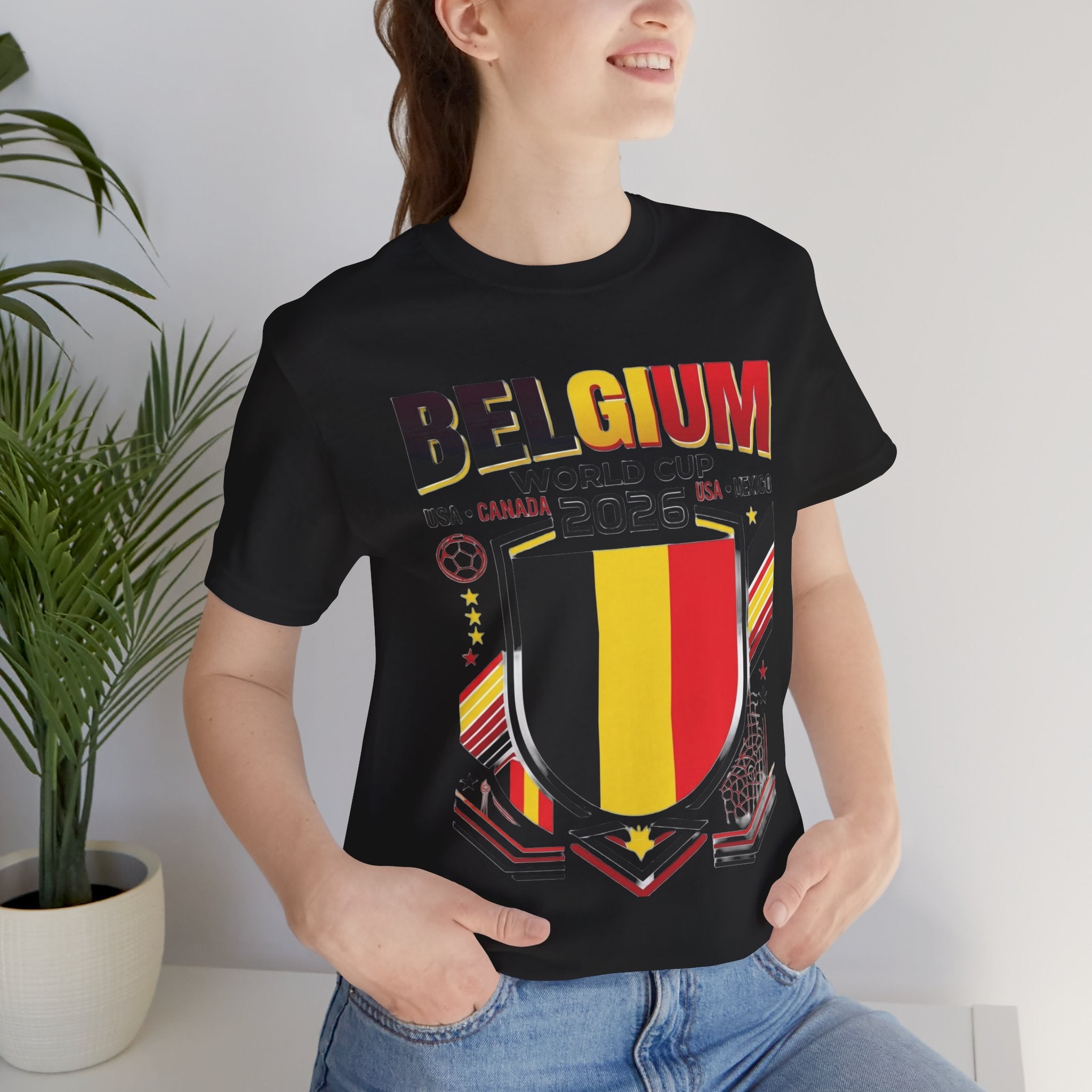 T-shirt Belgique Coupe du Monde 2026 | Blason Football Belgique, USA Canada Mexique