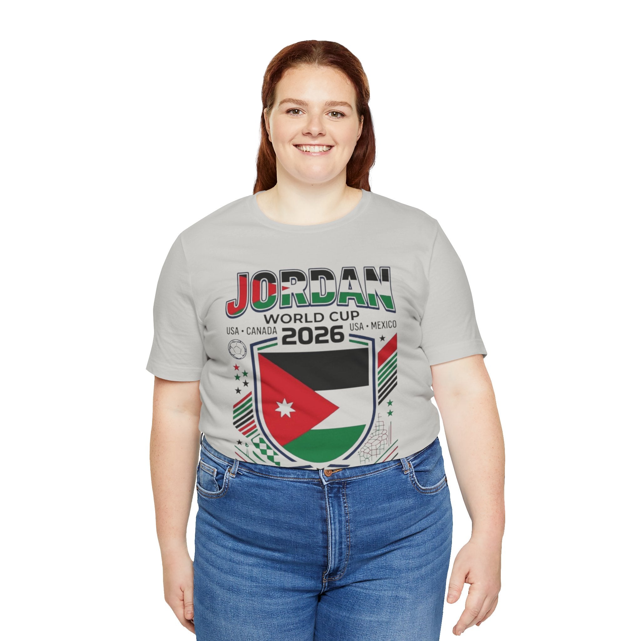 Camiseta Jordan Mundial 2026 | Escudo de fútbol de Jordania, EE. UU., Canadá, México