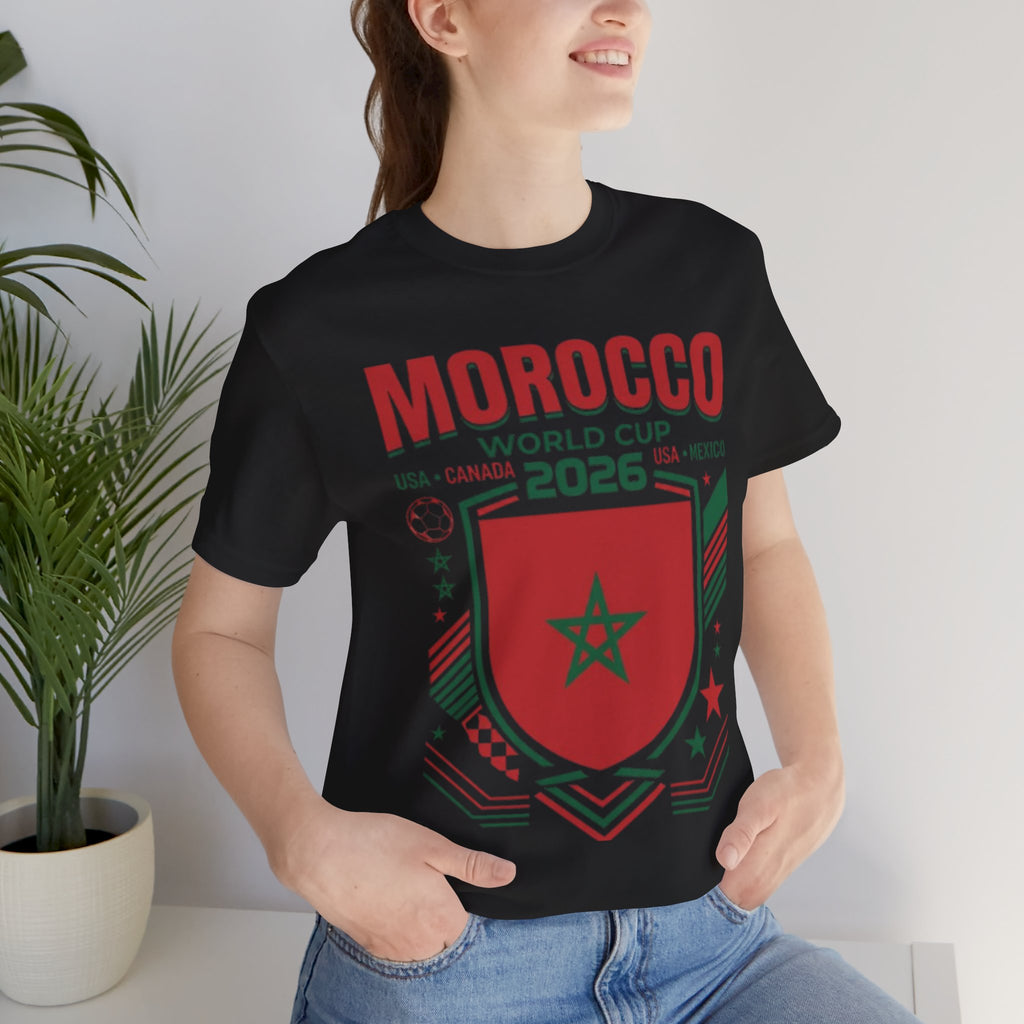 Camiseta Marruecos Copa Mundial 2026 | Escudo de Fútbol de Marruecos, EE. UU. Canadá México