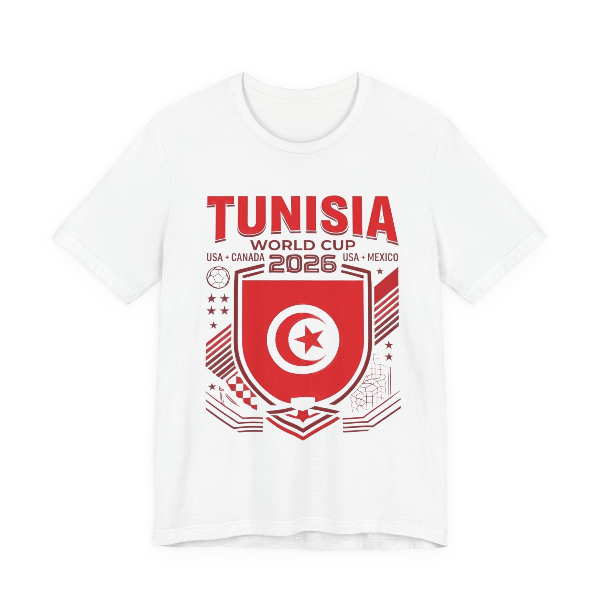 T-shirt Coupe du Monde 2026 Tunisie | Blason Football Tunisien, USA Canada Mexique