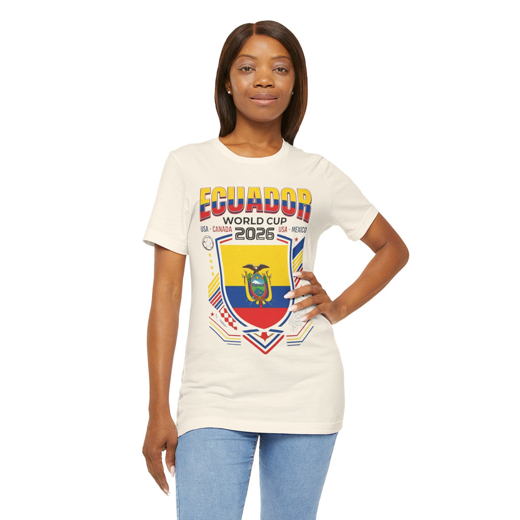Camiseta Ecuador Mundial 2026 | Escudo de Fútbol de Ecuador, EE. UU. Canadá México