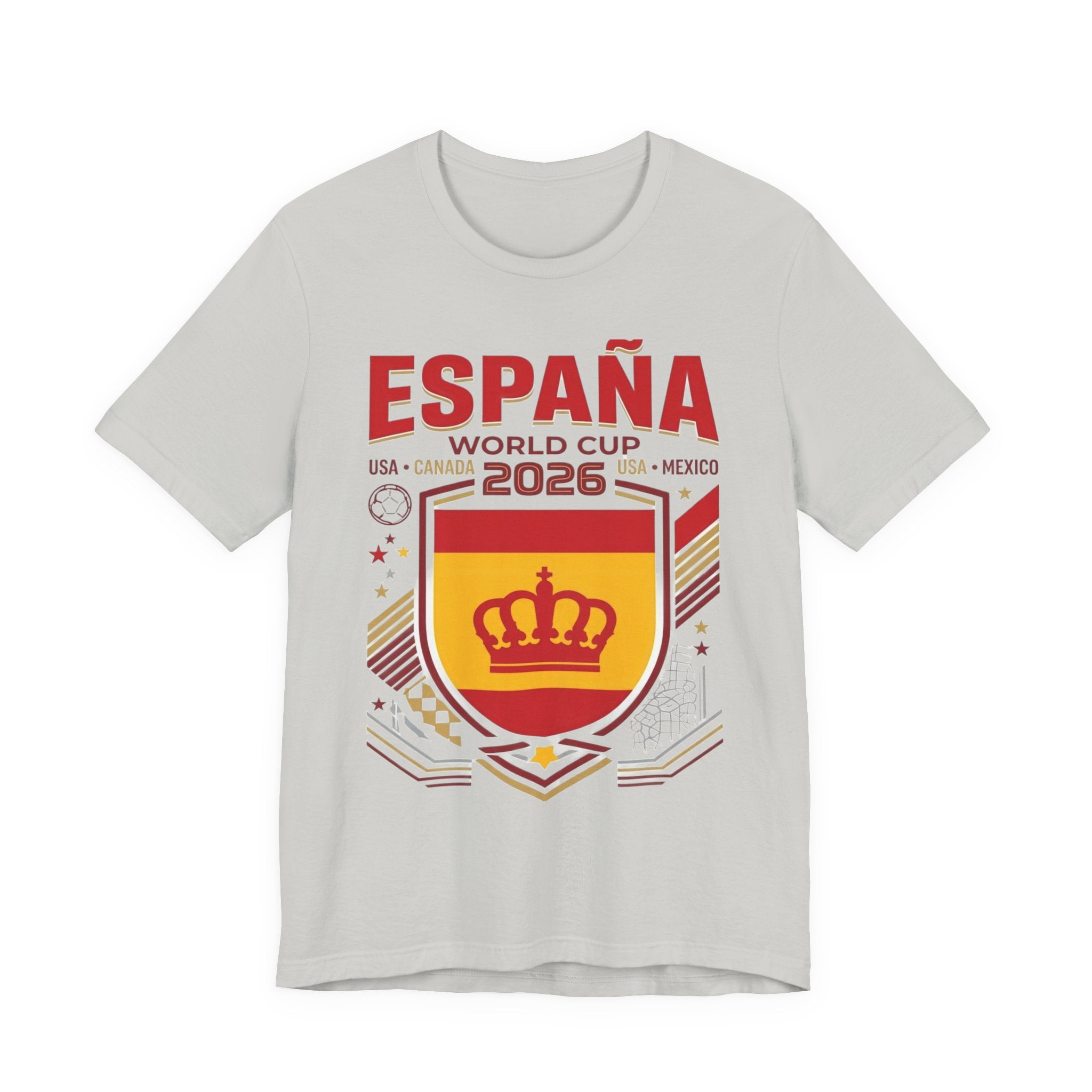 T-shirt Coupe du Monde 2026 Espagne | Blason de football de l'Espagne, États-Unis Canada Mexique