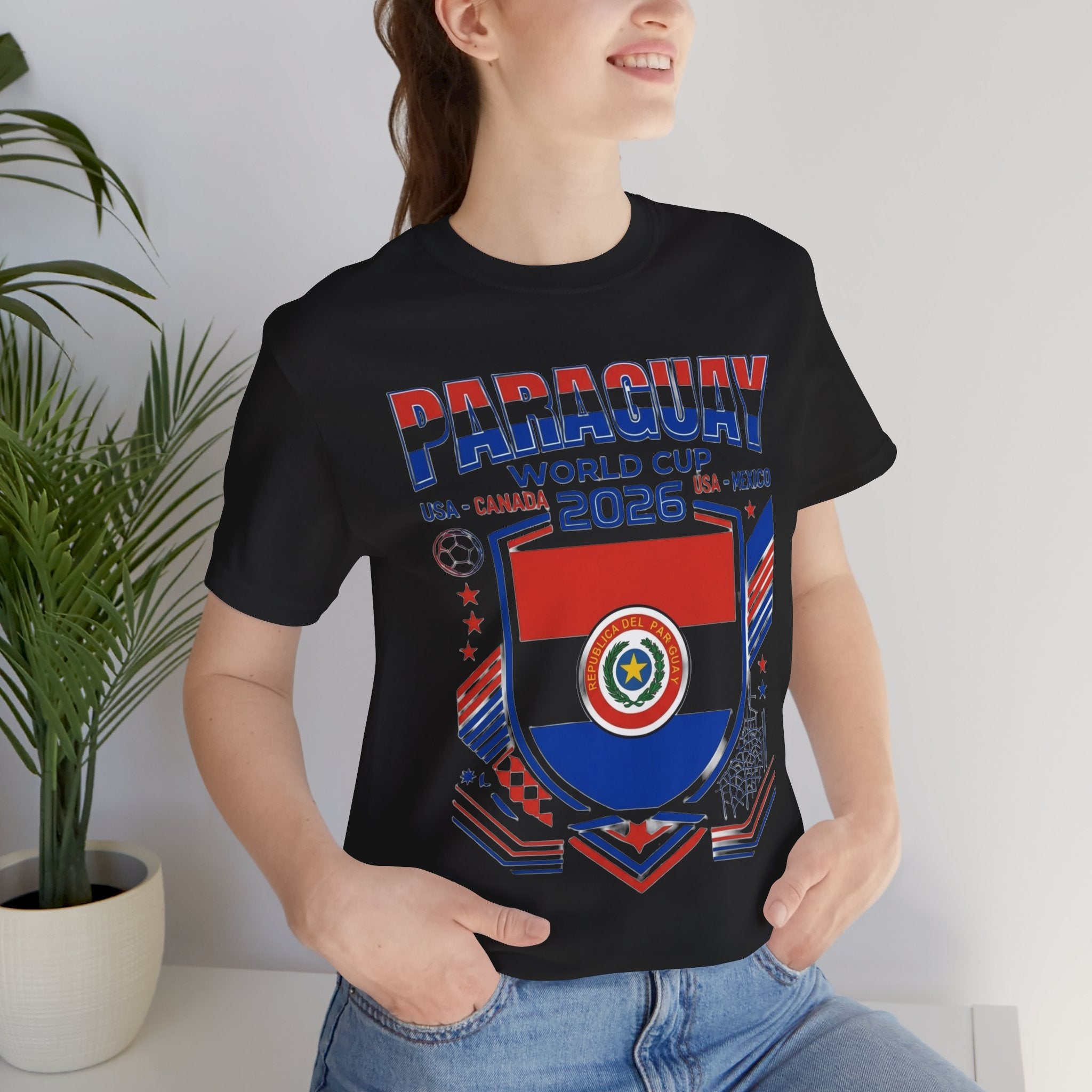 Camiseta de Paraguay Mundial 2026 | Escudo de fútbol de Paraguay, EE. UU. Canadá México