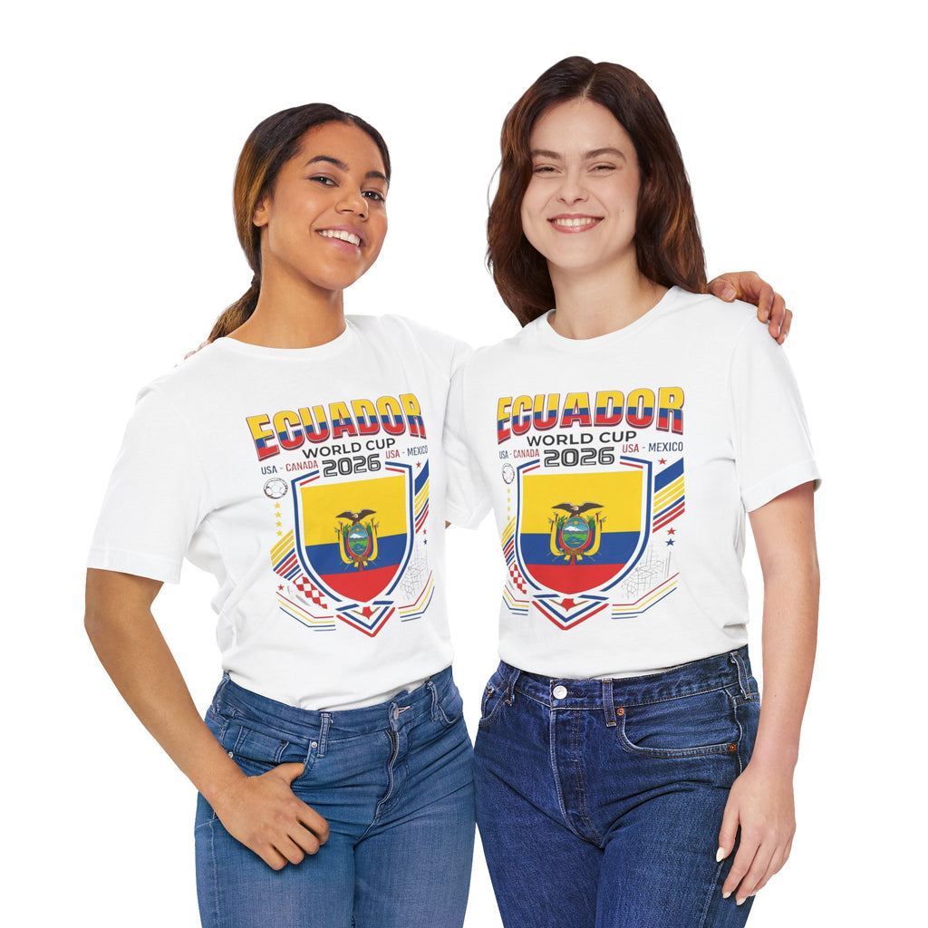 Camiseta Ecuador Mundial 2026 | Escudo de Fútbol de Ecuador, EE. UU. Canadá México
