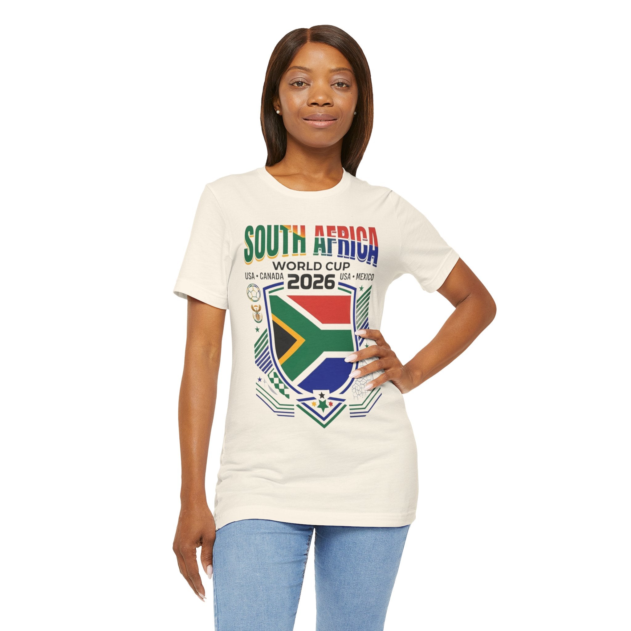 Camiseta Mundial de Sudáfrica 2026 | Escudo de Fútbol de Sudáfrica, EE. UU., Canadá, México
