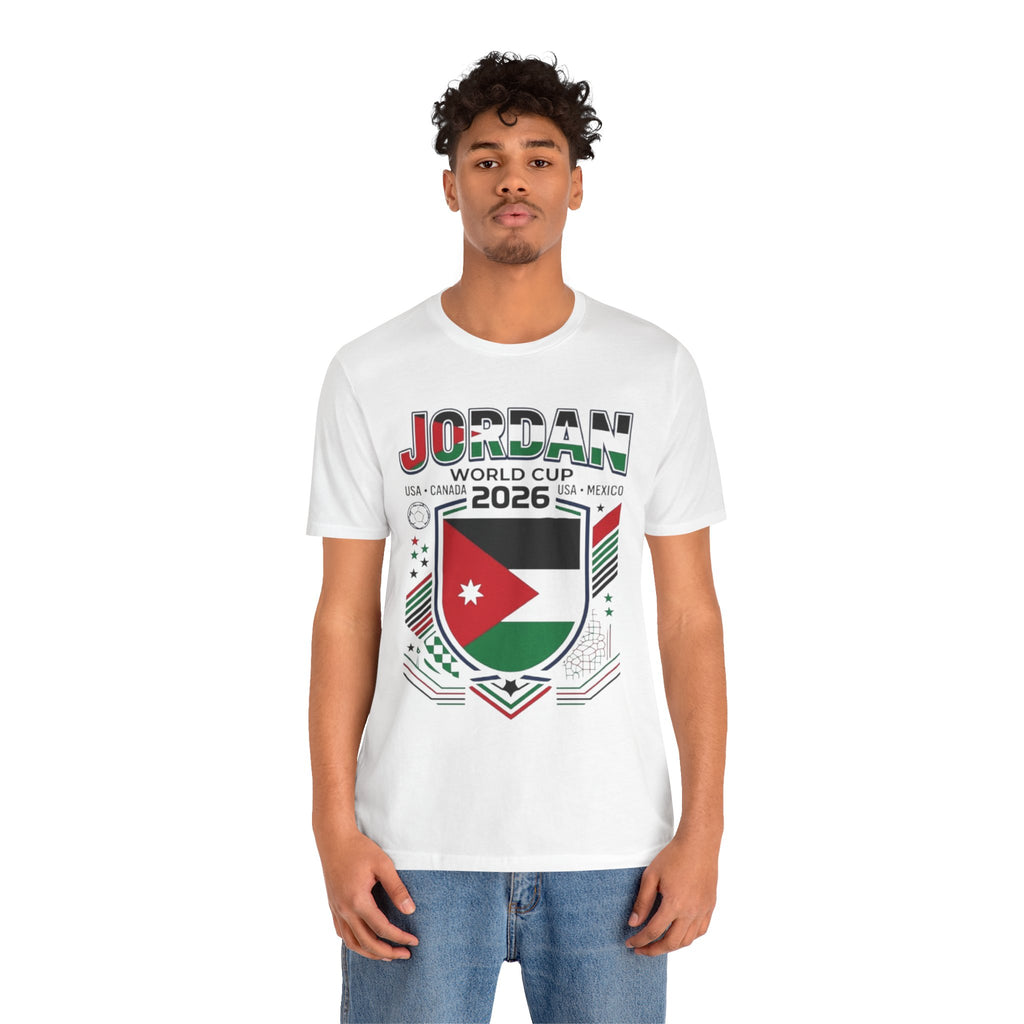 Camiseta Jordan Mundial 2026 | Escudo de fútbol de Jordania, EE. UU., Canadá, México