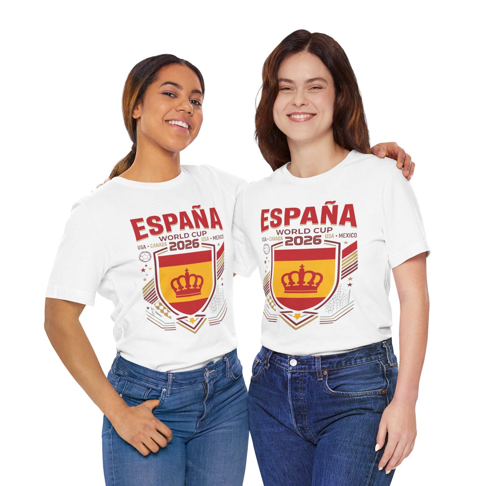 T-shirt Coupe du Monde 2026 Espagne | Blason de football de l'Espagne, États-Unis Canada Mexique