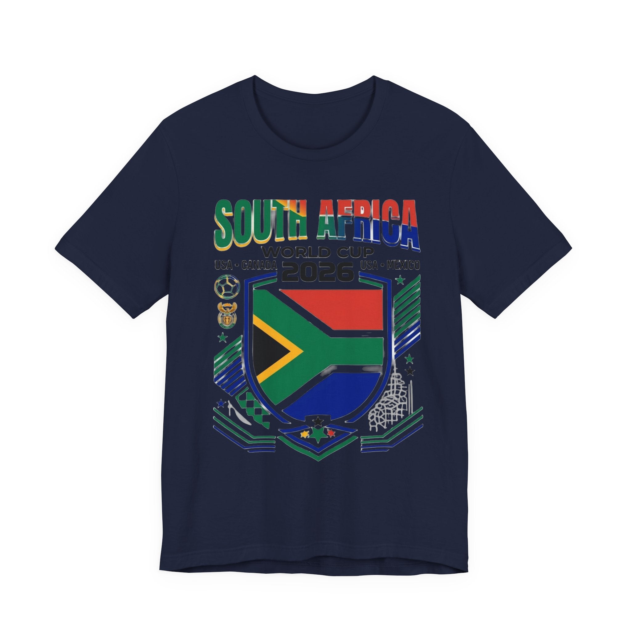 Camiseta Mundial de Sudáfrica 2026 | Escudo de Fútbol de Sudáfrica, EE. UU., Canadá, México