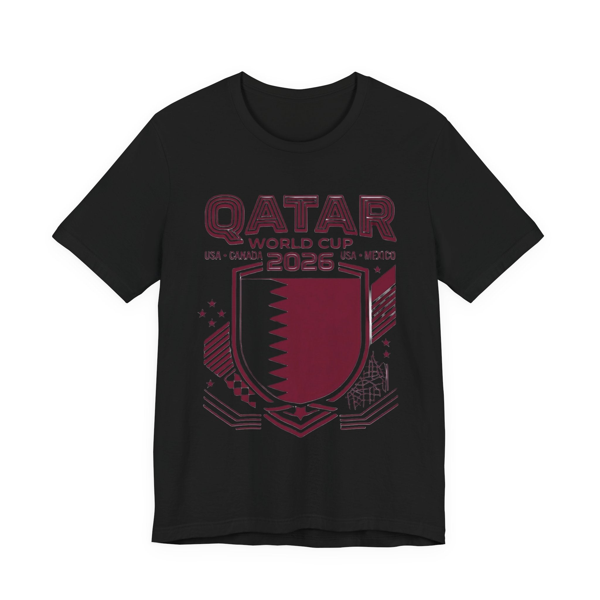T-shirt Coupe du Monde Qatar 2026 | Blason de football du Qatar, États-Unis Canada Mexique