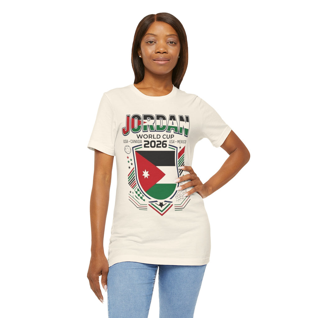 Camiseta Jordan Mundial 2026 | Escudo de fútbol de Jordania, EE. UU., Canadá, México