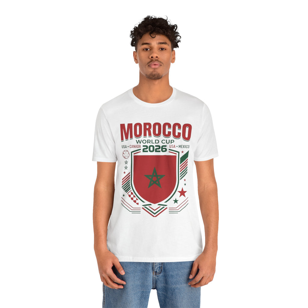 Camiseta Marruecos Copa Mundial 2026 | Escudo de Fútbol de Marruecos, EE. UU. Canadá México