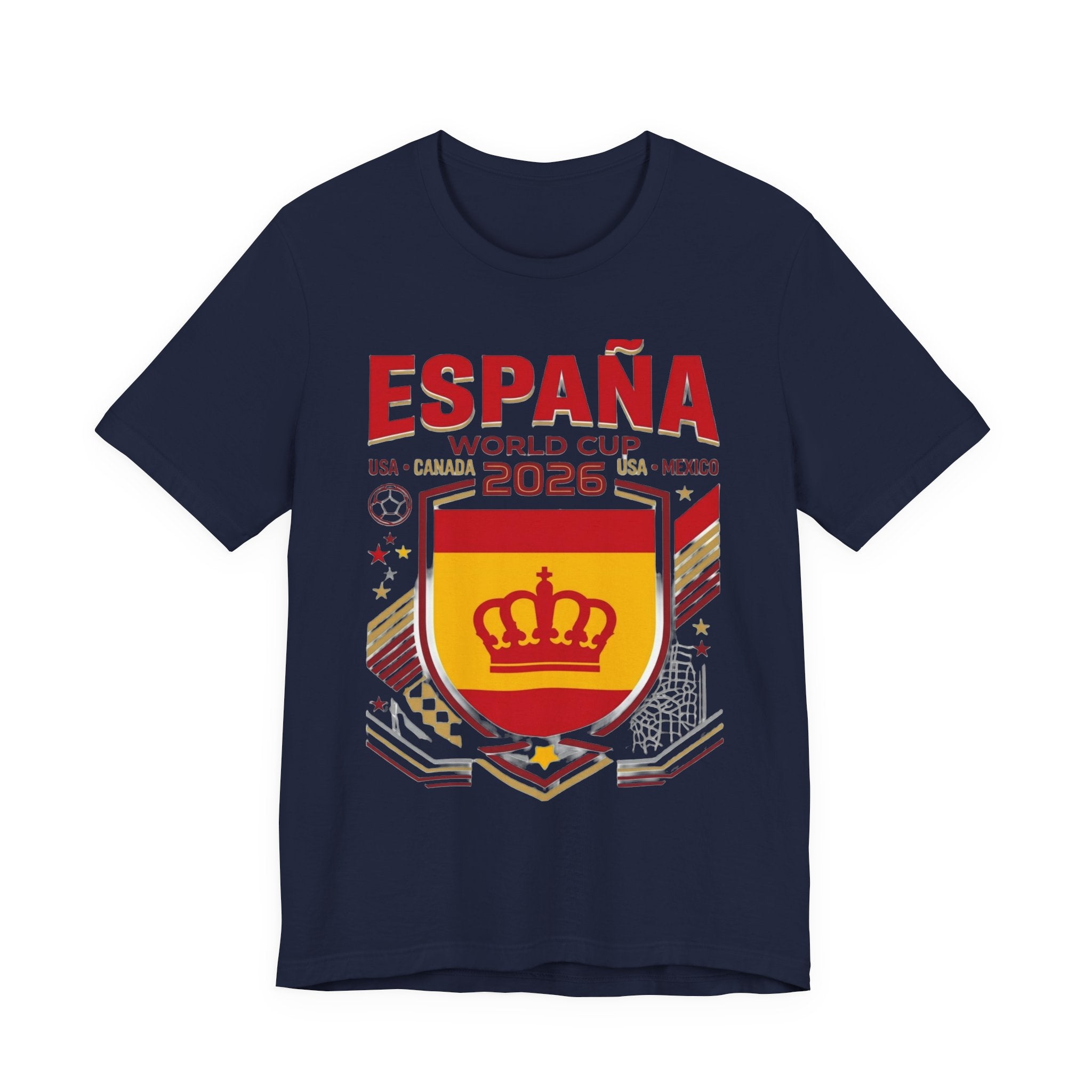 T-shirt Coupe du Monde 2026 Espagne | Blason de football de l'Espagne, États-Unis Canada Mexique