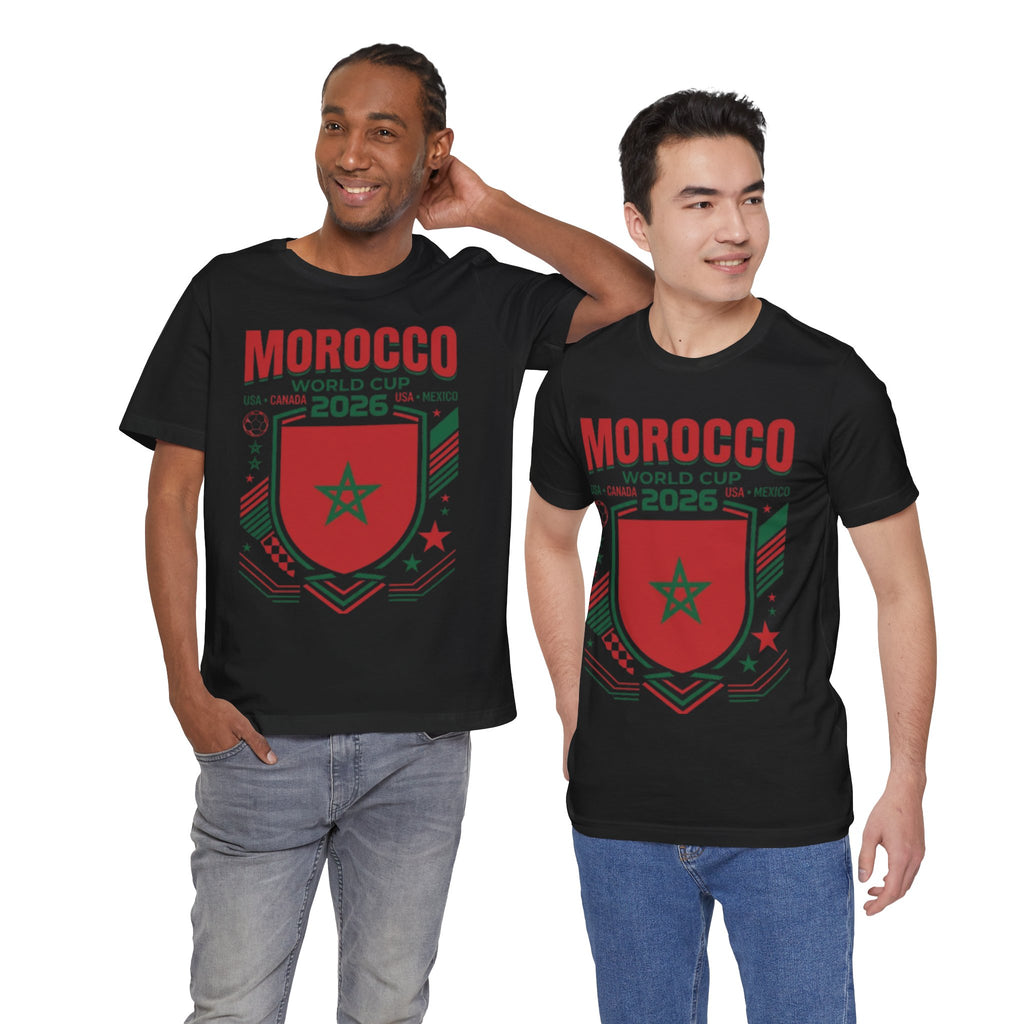 Camiseta Marruecos Copa Mundial 2026 | Escudo de Fútbol de Marruecos, EE. UU. Canadá México
