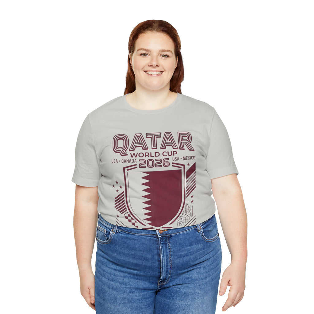 Camiseta del Mundial de Catar 2026 | Escudo de fútbol de Catar, EE. UU., Canadá, México