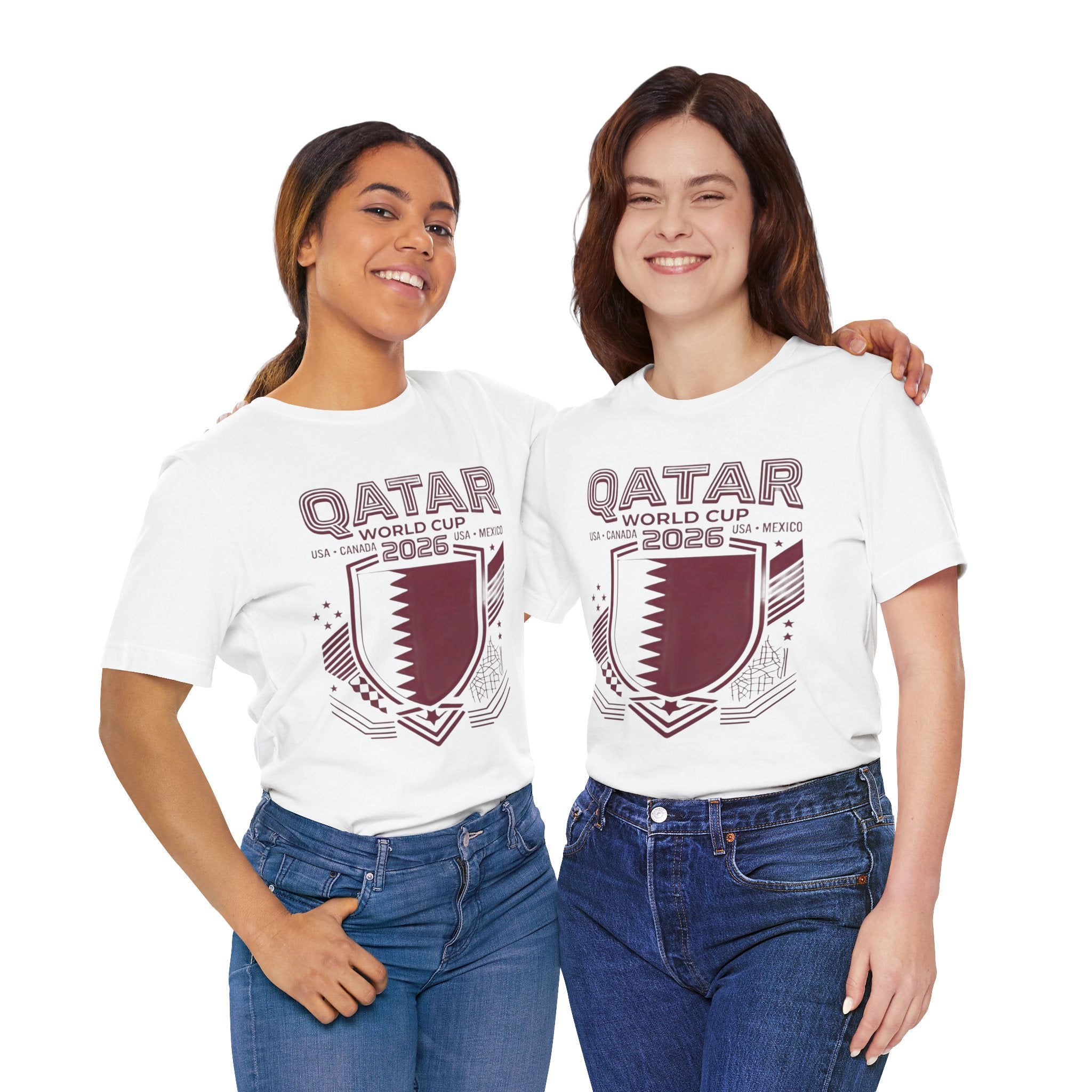 T-shirt Coupe du Monde Qatar 2026 | Blason de football du Qatar, États-Unis Canada Mexique