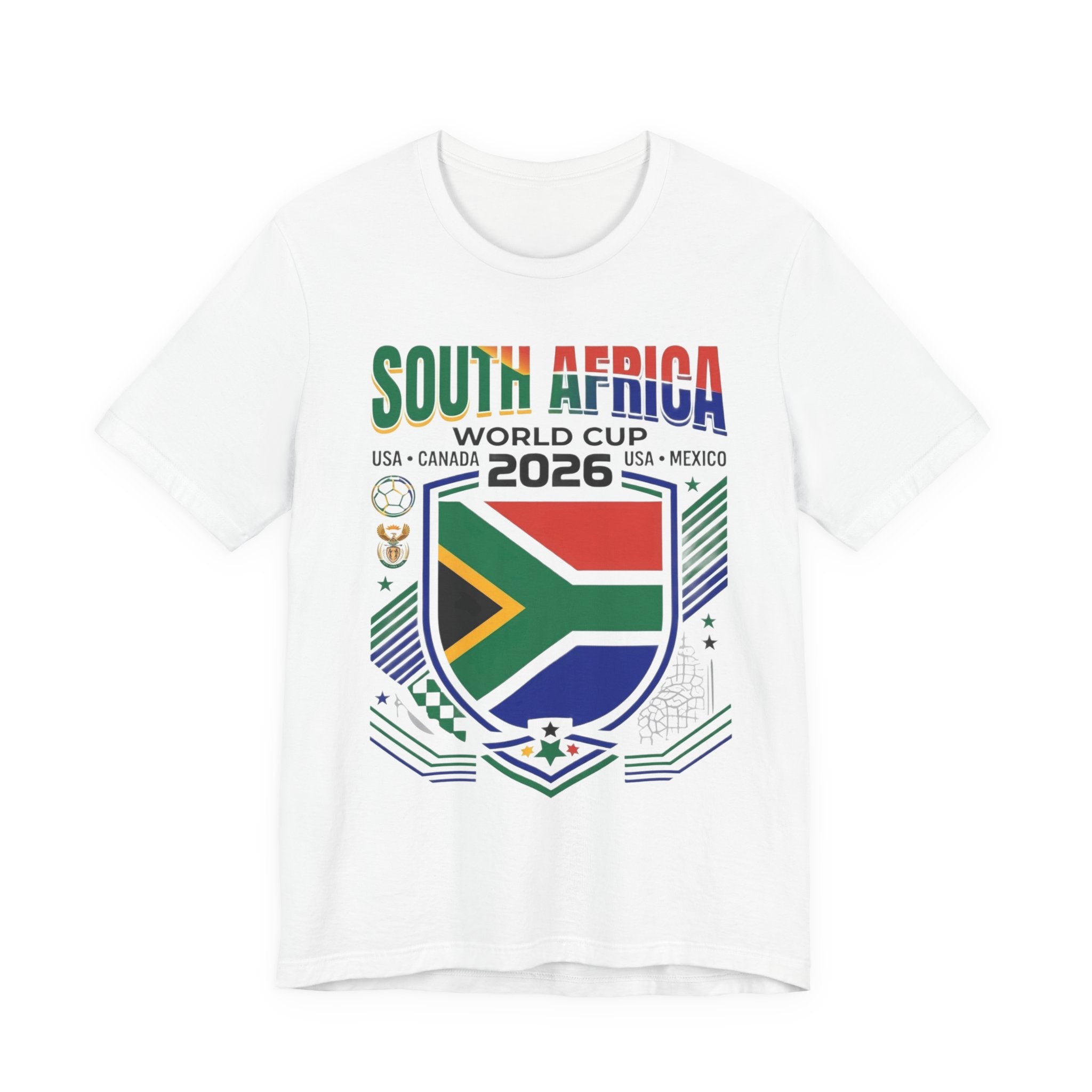 Camiseta Mundial de Sudáfrica 2026 | Escudo de Fútbol de Sudáfrica, EE. UU., Canadá, México