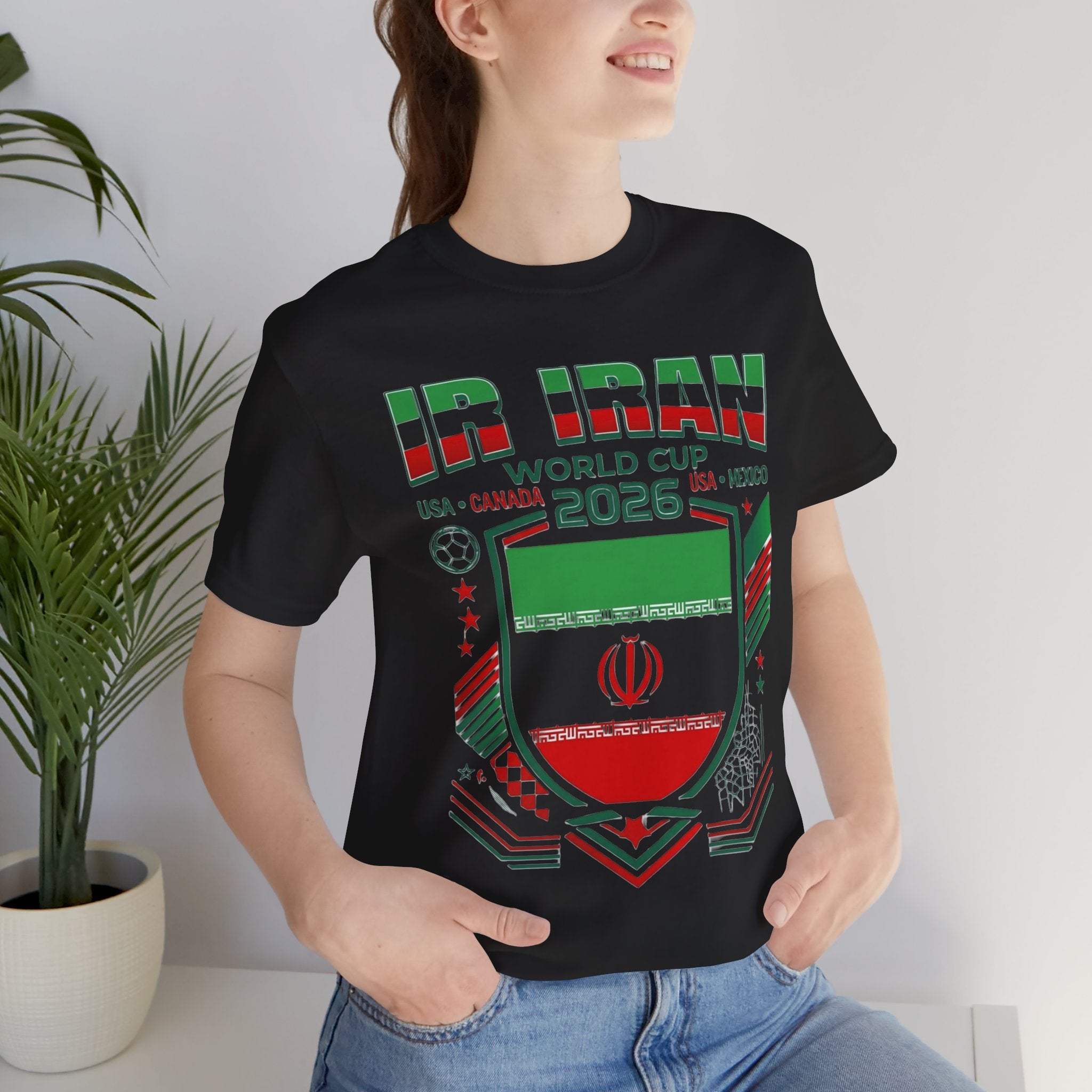 Camiseta de Irán Mundial 2026 | Escudo de fútbol de Irán, EE. UU. Canadá México