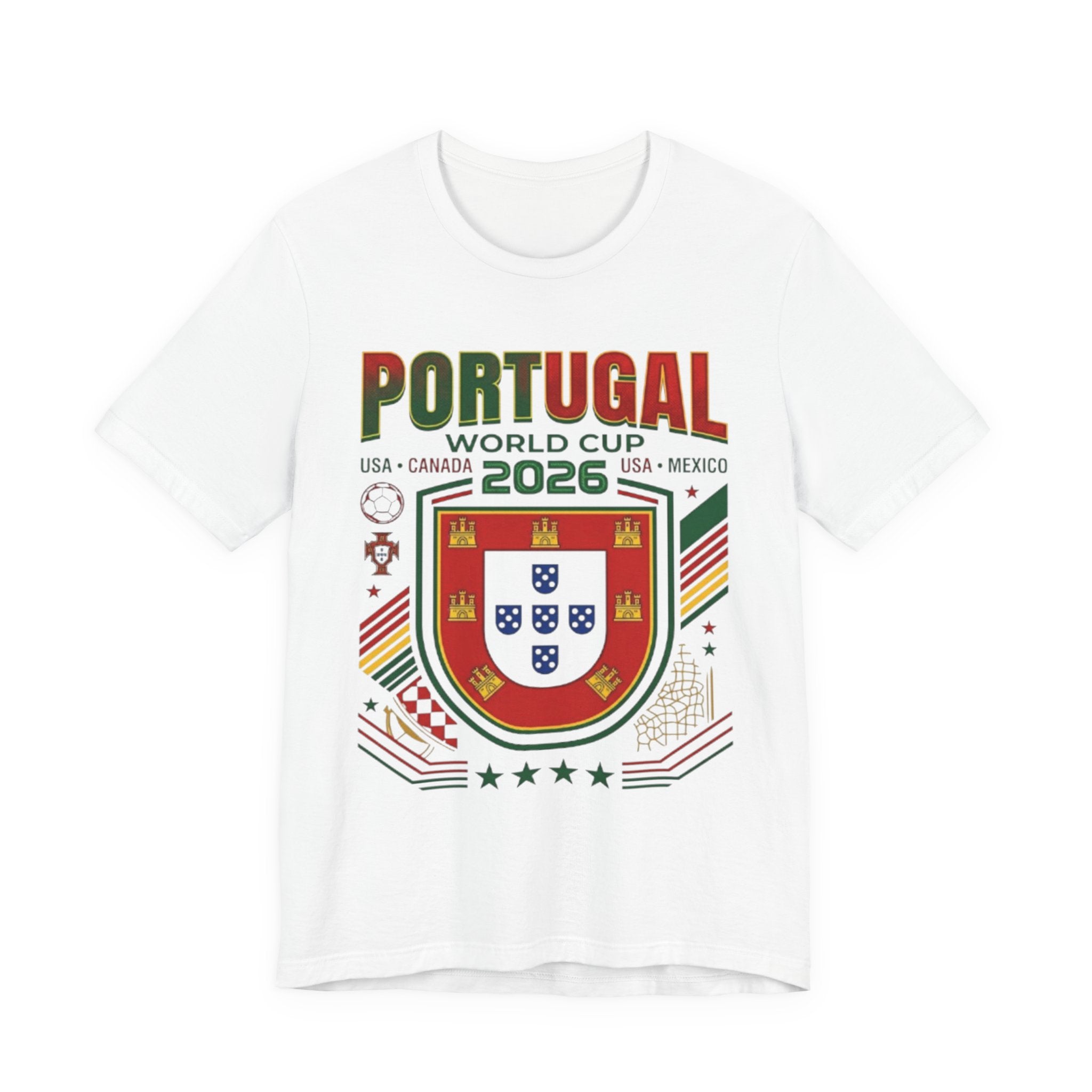 Camiseta de Portugal Copa Mundial 2026 | Escudo de Fútbol de Portugal, EE. UU. Canadá México