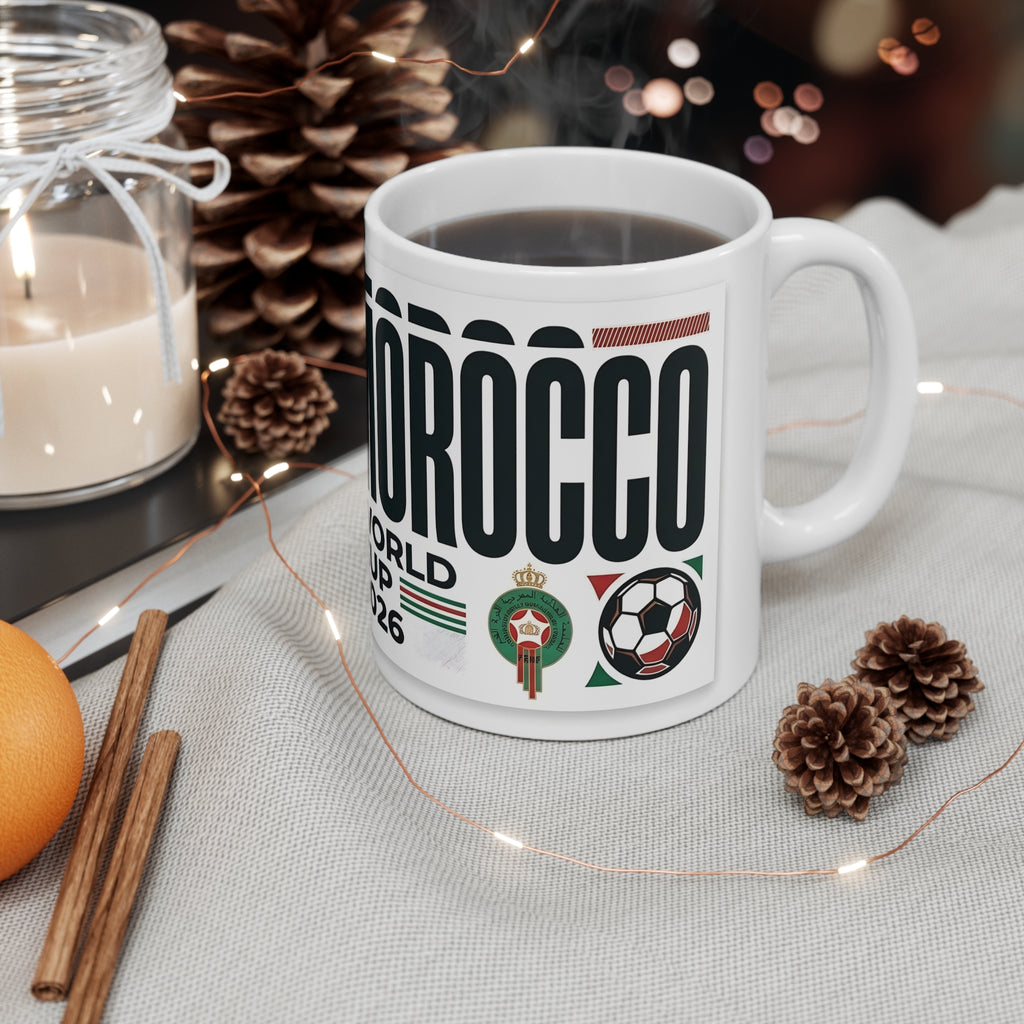 Taza Mundial Marruecos 2026 — Taza de café para aficionados al fútbol