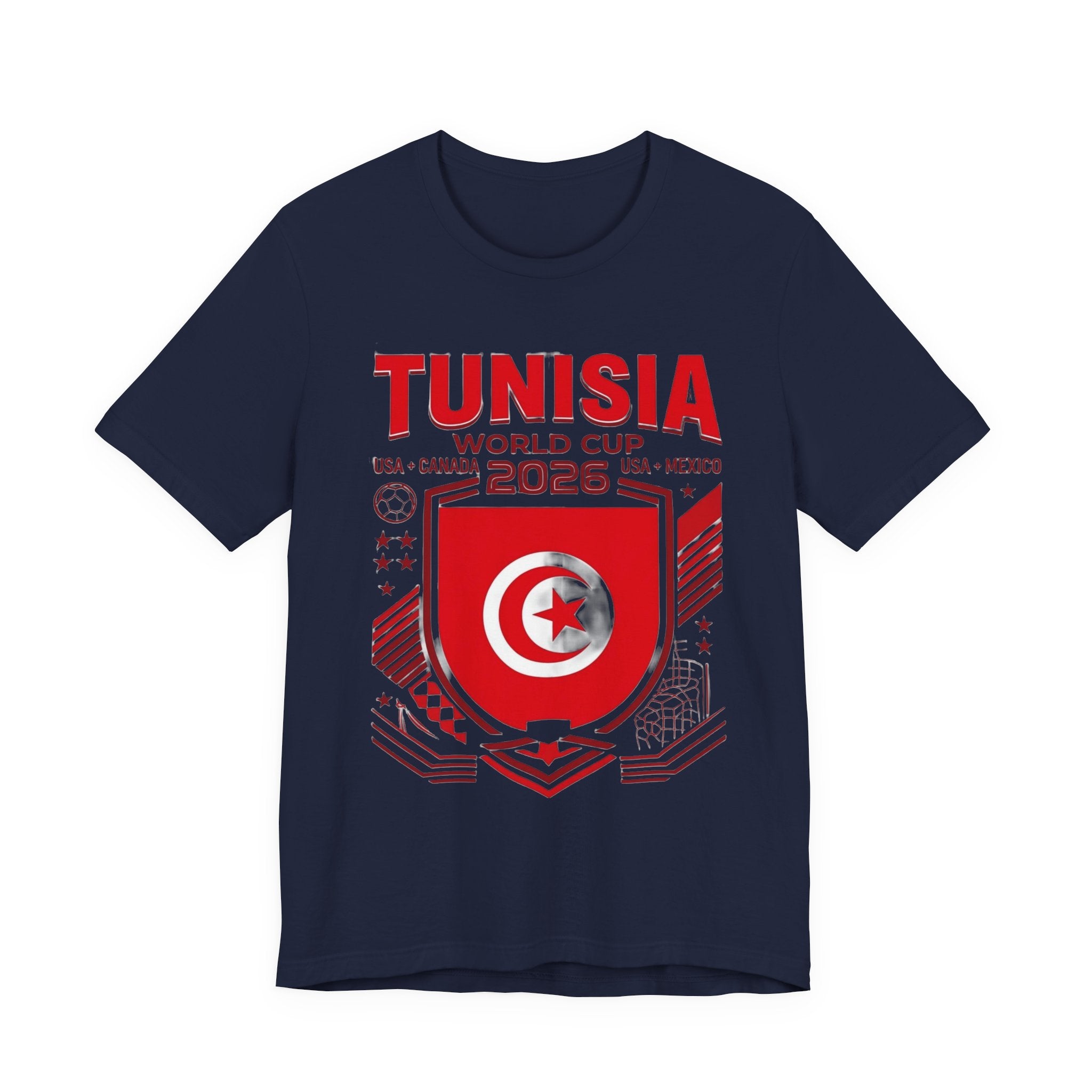 T-shirt Coupe du Monde 2026 Tunisie | Blason Football Tunisien, USA Canada Mexique