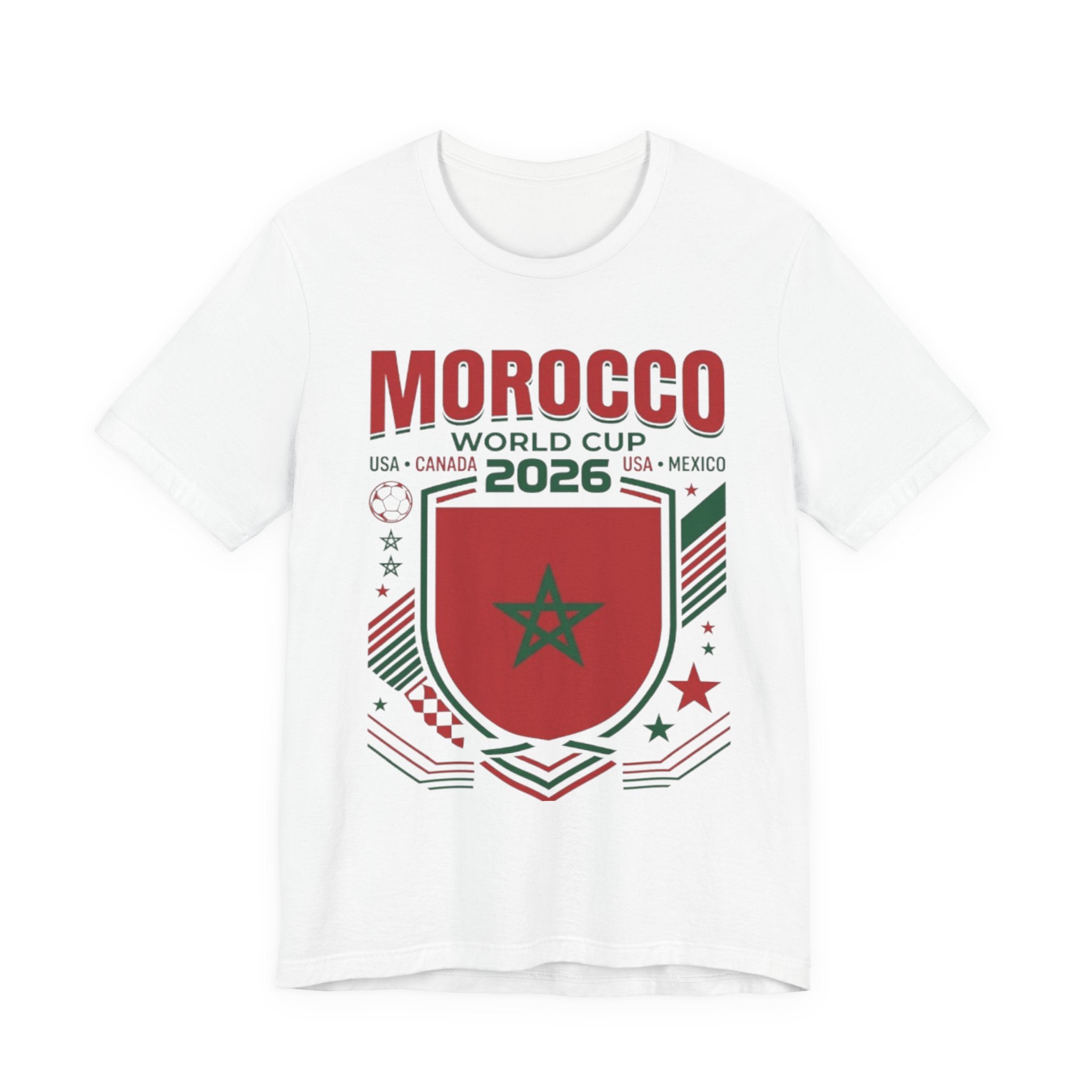 Camiseta Marruecos Copa Mundial 2026 | Escudo de Fútbol de Marruecos, EE. UU. Canadá México