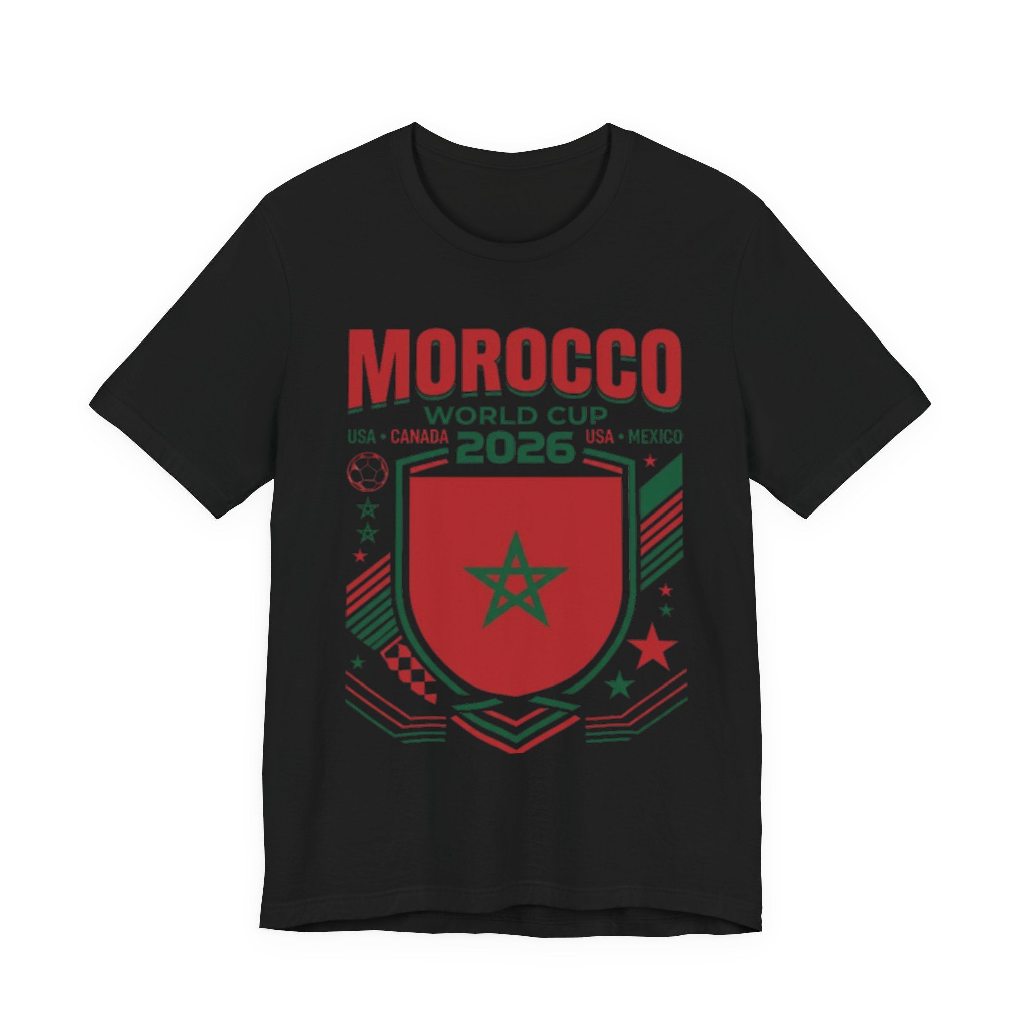 Camiseta Marruecos Copa Mundial 2026 | Escudo de Fútbol de Marruecos, EE. UU. Canadá México
