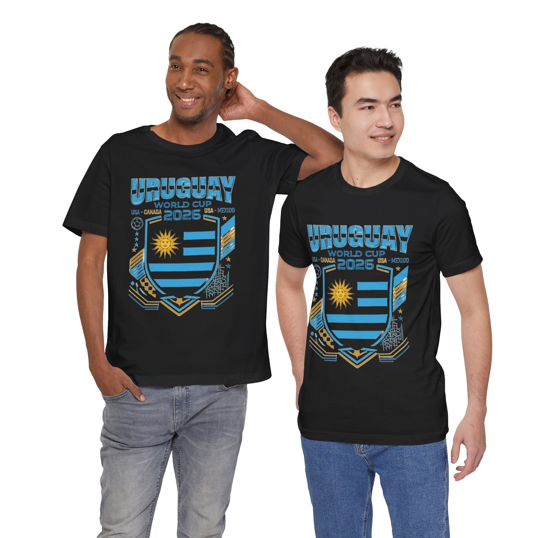 T-shirt Uruguay Coupe du Monde 2026 | Blason de football de l'Uruguay, USA Canada Mexique