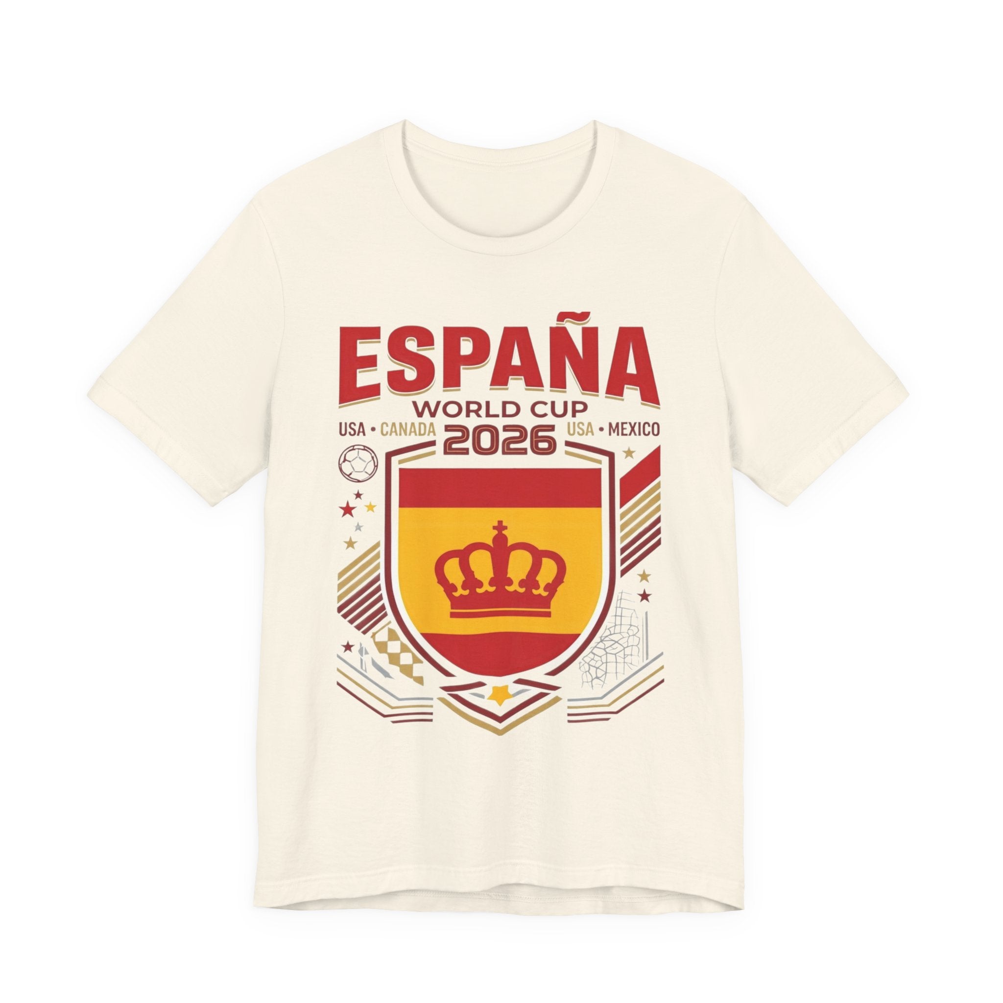 T-shirt Coupe du Monde 2026 Espagne | Blason de football de l'Espagne, États-Unis Canada Mexique