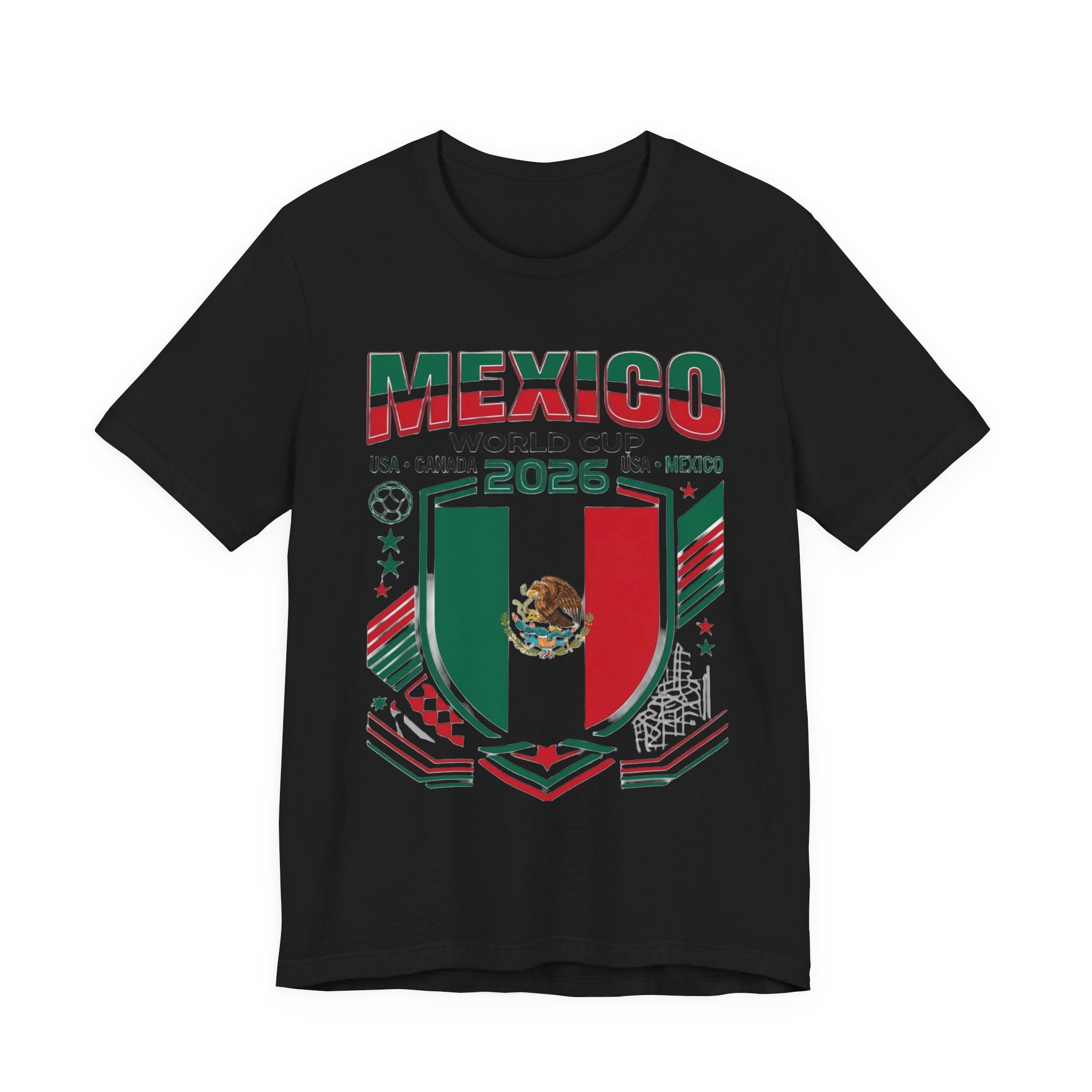 T-shirt Coupe du Monde 2026 Mexique | Blason de football du Mexique, États-Unis Canada Mexique
