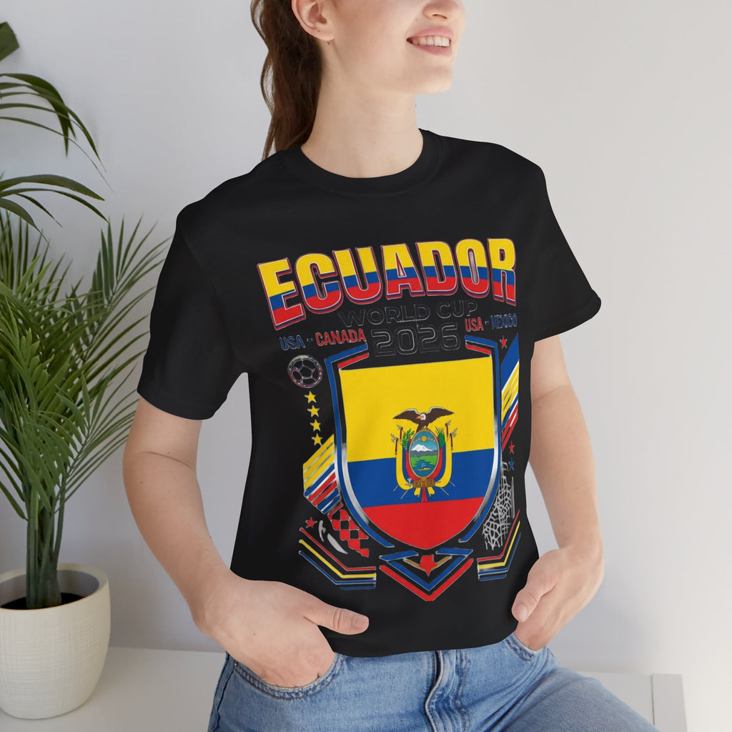 Camiseta Ecuador Mundial 2026 | Escudo de Fútbol de Ecuador, EE. UU. Canadá México