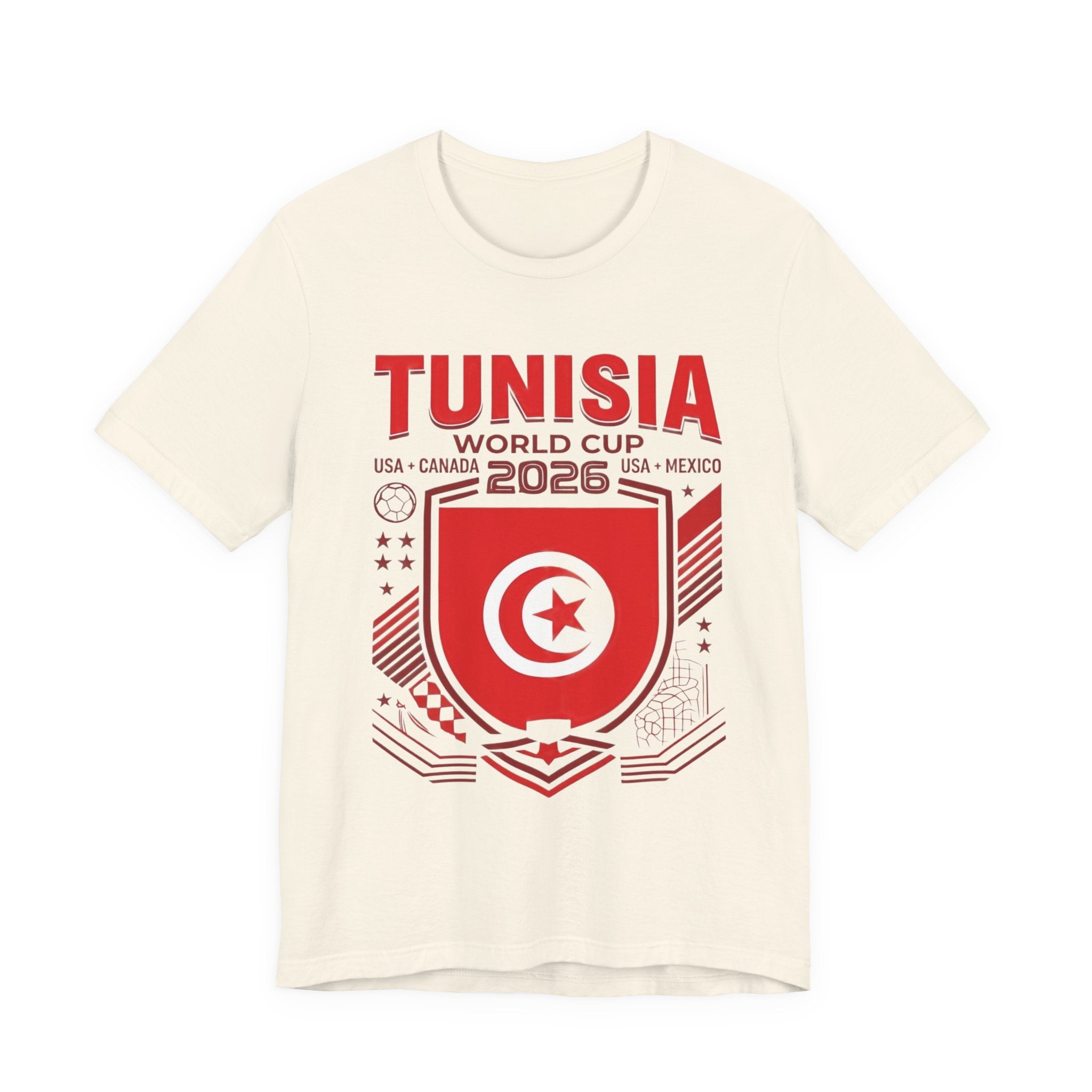 T-shirt Coupe du Monde 2026 Tunisie | Blason Football Tunisien, USA Canada Mexique