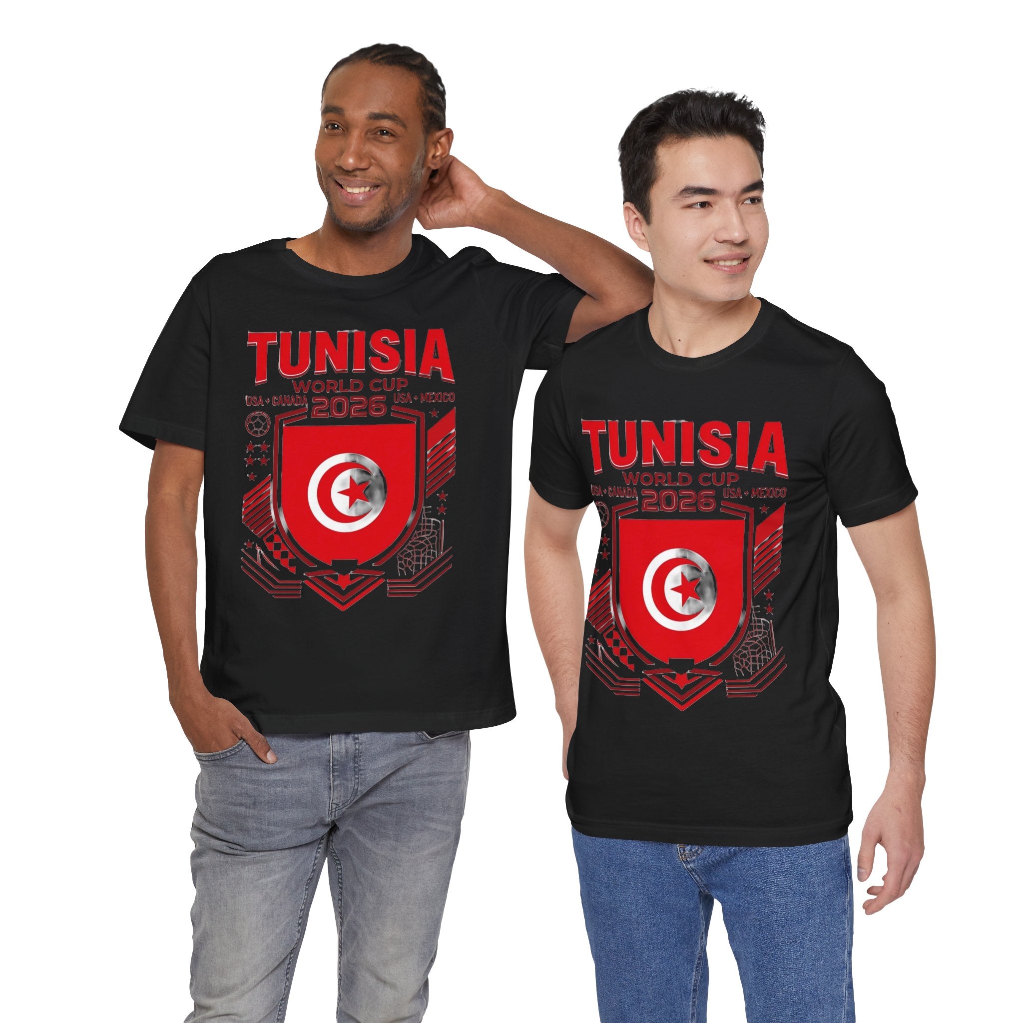 T-shirt Coupe du Monde 2026 Tunisie | Blason Football Tunisien, USA Canada Mexique