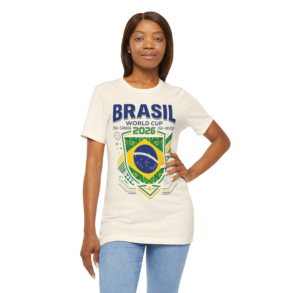 T-shirt Coupe du Monde Brésil 2026 | Blason Football Brésil, États-Unis Canada Mexique