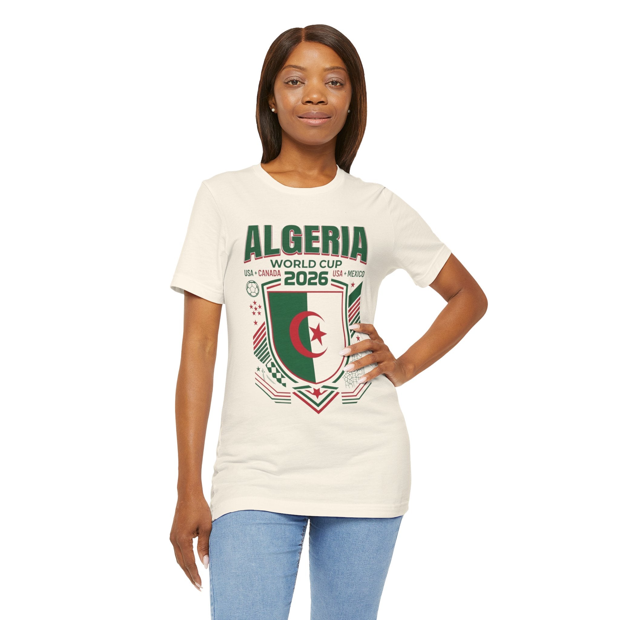 Camiseta de Argelia Mundial 2026 | Escudo de la selección de fútbol de Argelia, EE. UU. Canadá México