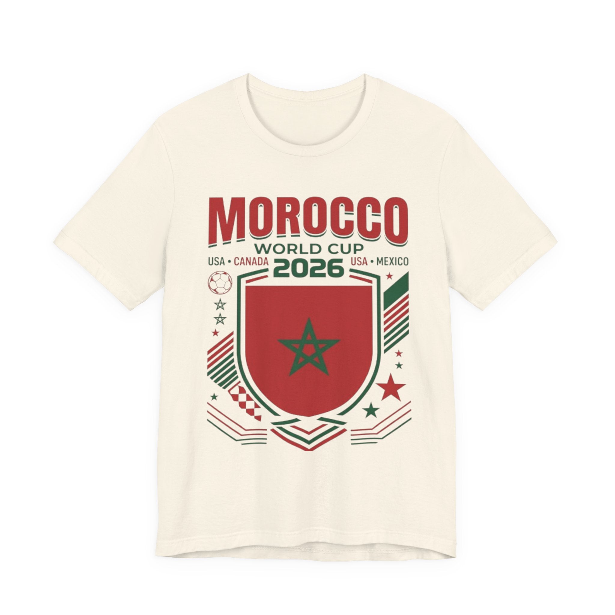 Camiseta Marruecos Copa Mundial 2026 | Escudo de Fútbol de Marruecos, EE. UU. Canadá México