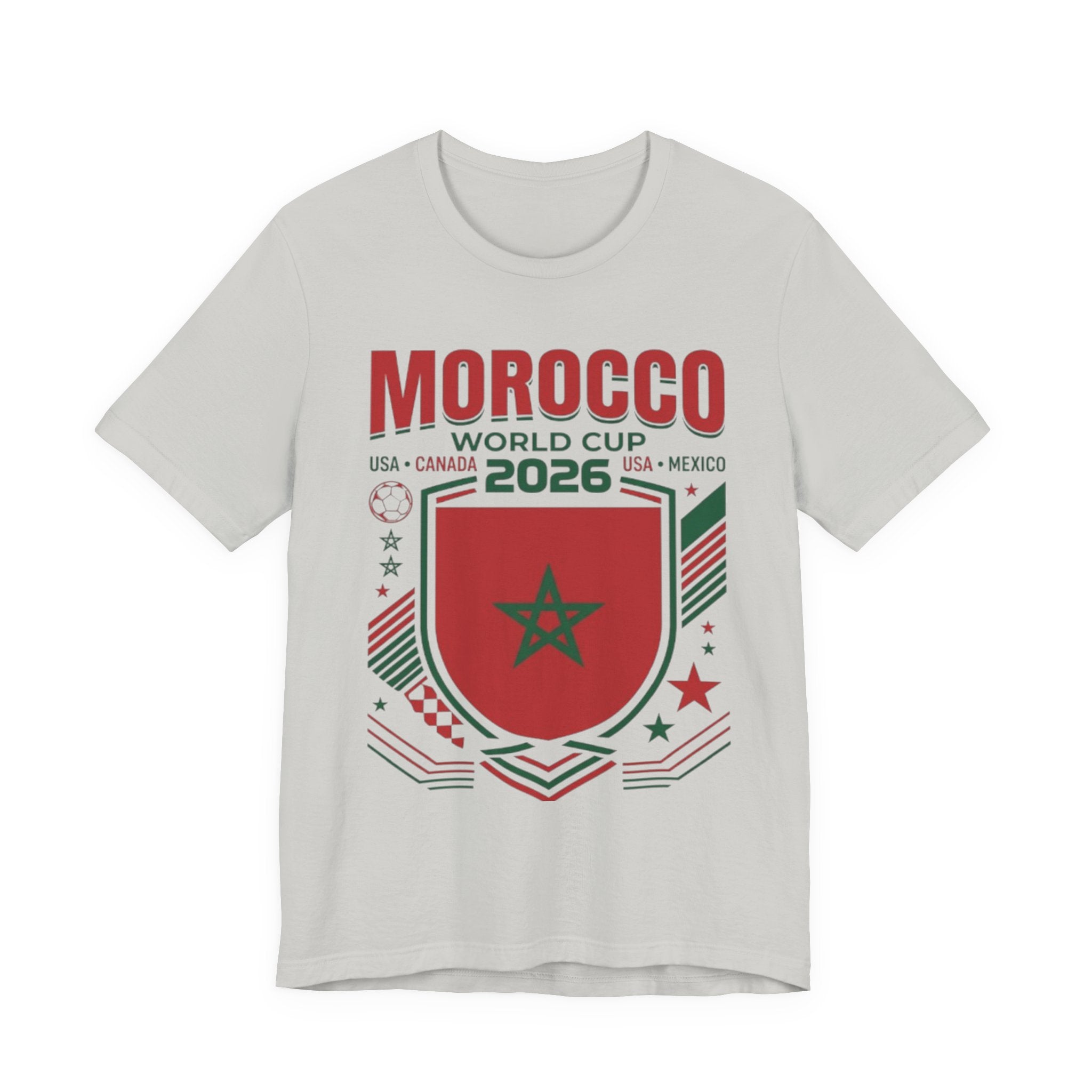 Camiseta Marruecos Copa Mundial 2026 | Escudo de Fútbol de Marruecos, EE. UU. Canadá México