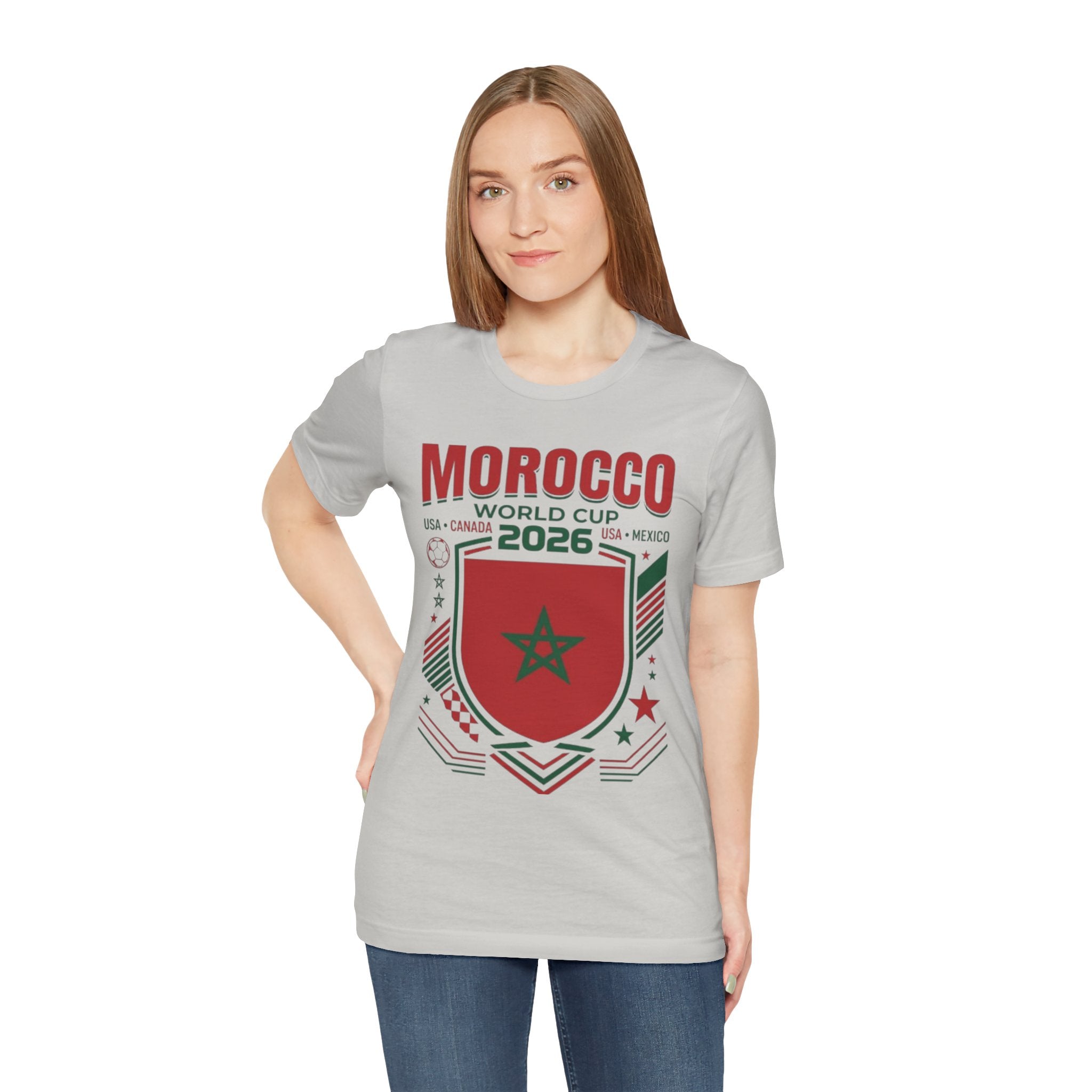 Camiseta Marruecos Copa Mundial 2026 | Escudo de Fútbol de Marruecos, EE. UU. Canadá México