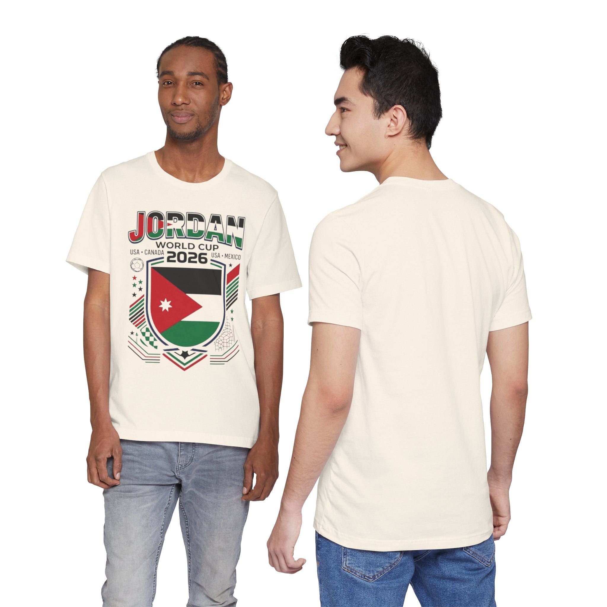 Camiseta Jordan Mundial 2026 | Escudo de fútbol de Jordania, EE. UU., Canadá, México