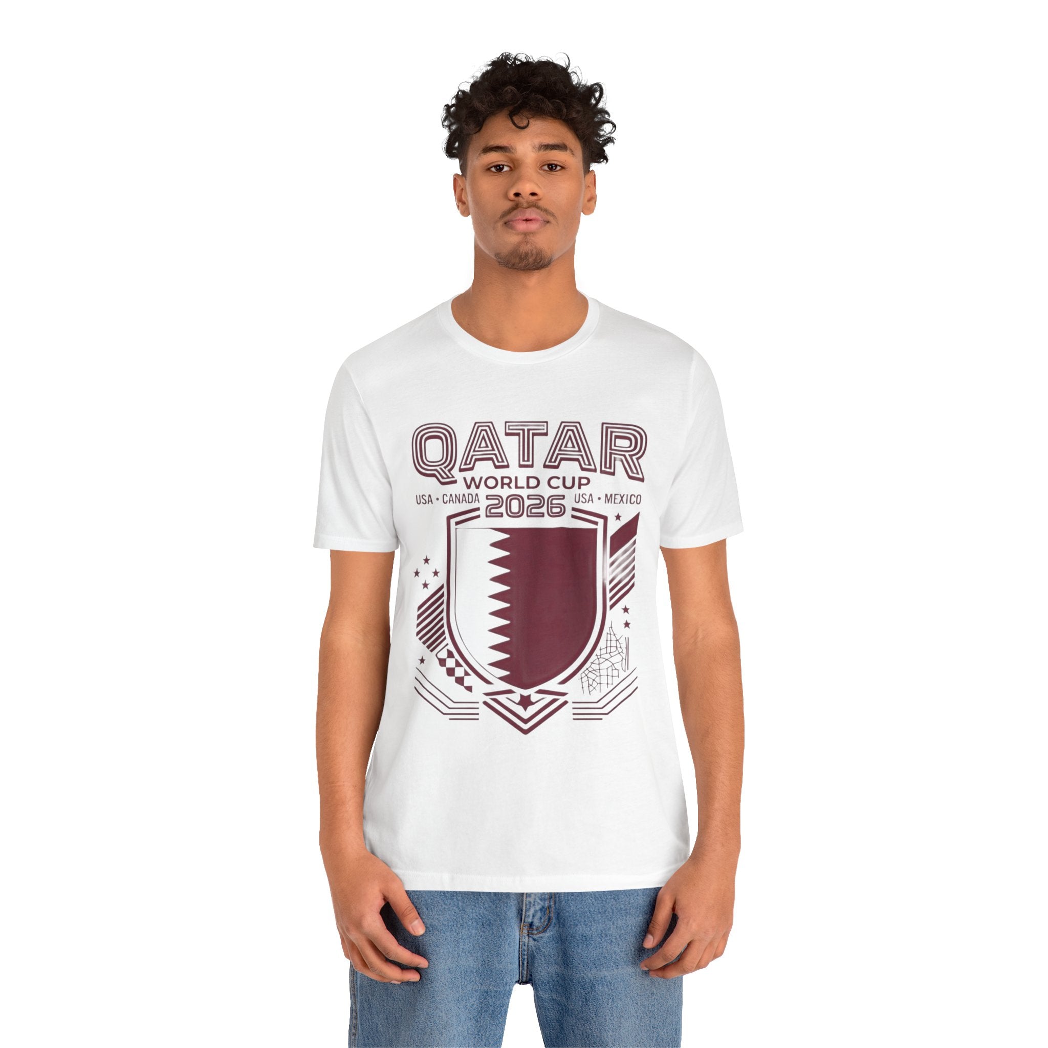 T-shirt Coupe du Monde Qatar 2026 | Blason de football du Qatar, États-Unis Canada Mexique