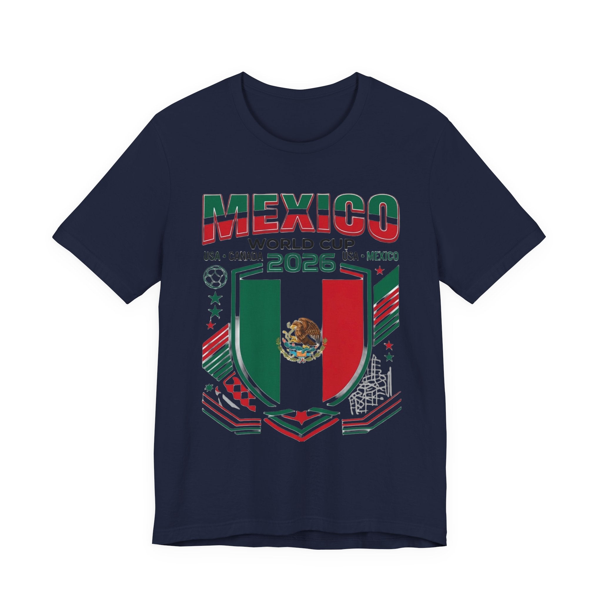 T-shirt Coupe du Monde 2026 Mexique | Blason de football du Mexique, États-Unis Canada Mexique