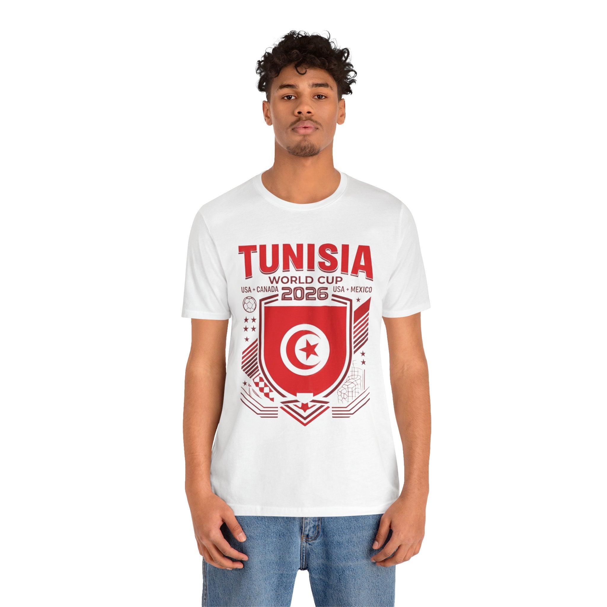 T-shirt Coupe du Monde 2026 Tunisie | Blason Football Tunisien, USA Canada Mexique
