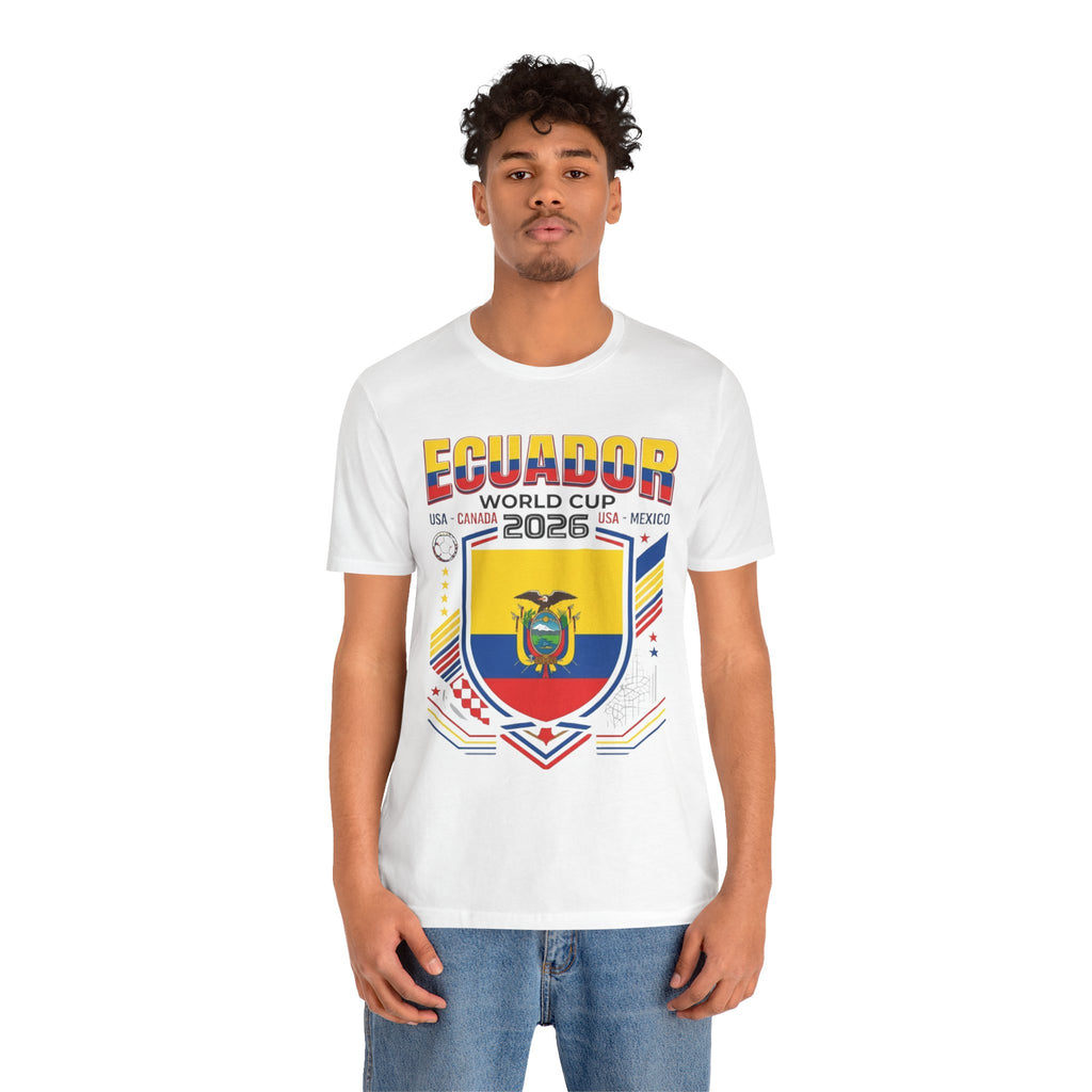 Camiseta Ecuador Mundial 2026 | Escudo de Fútbol de Ecuador, EE. UU. Canadá México