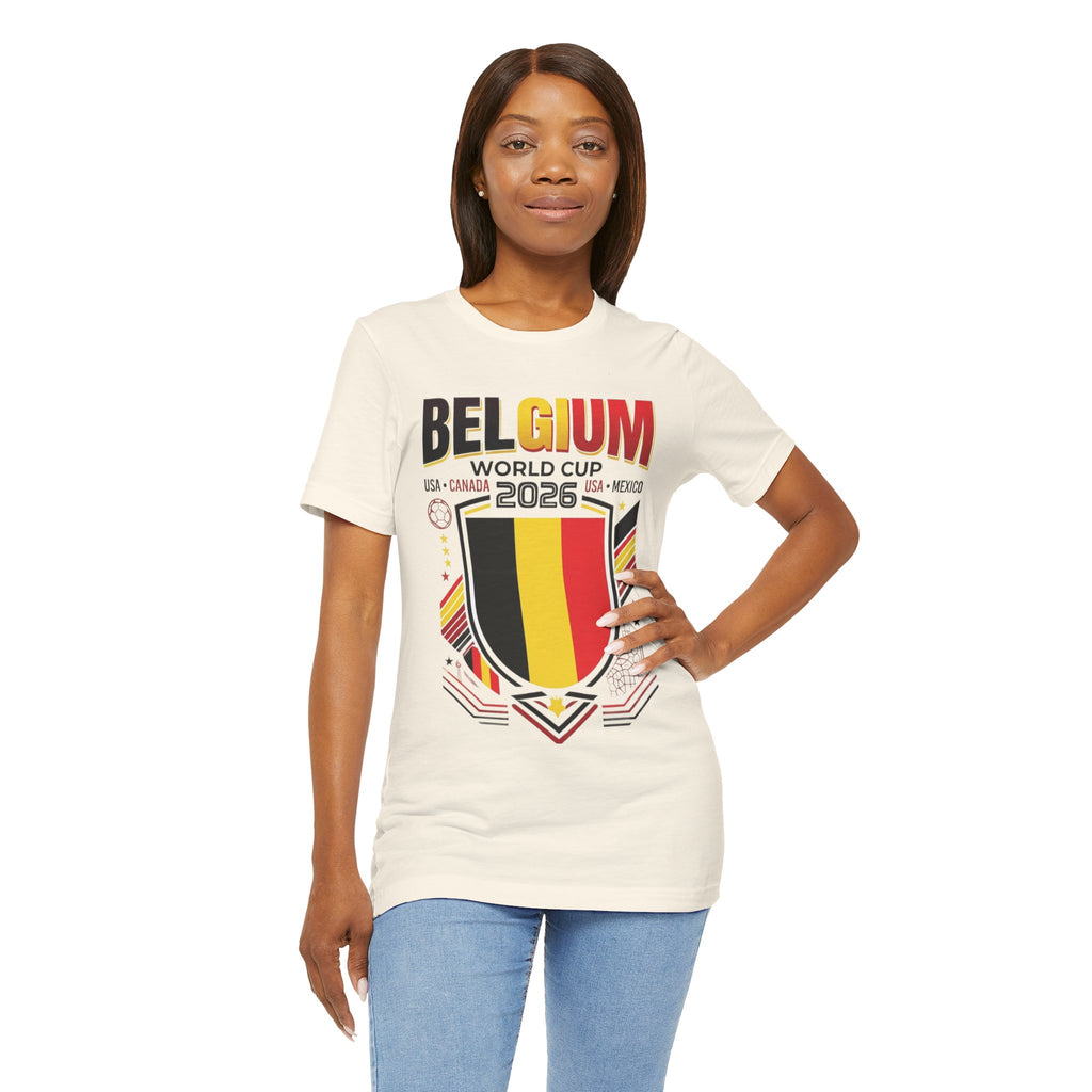 T-shirt Belgique Coupe du Monde 2026 | Blason Football Belgique, USA Canada Mexique