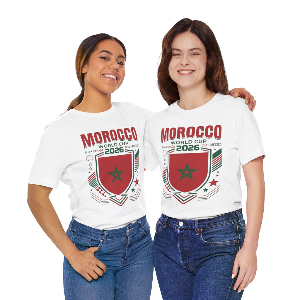 Camiseta Marruecos Copa Mundial 2026 | Escudo de Fútbol de Marruecos, EE. UU. Canadá México
