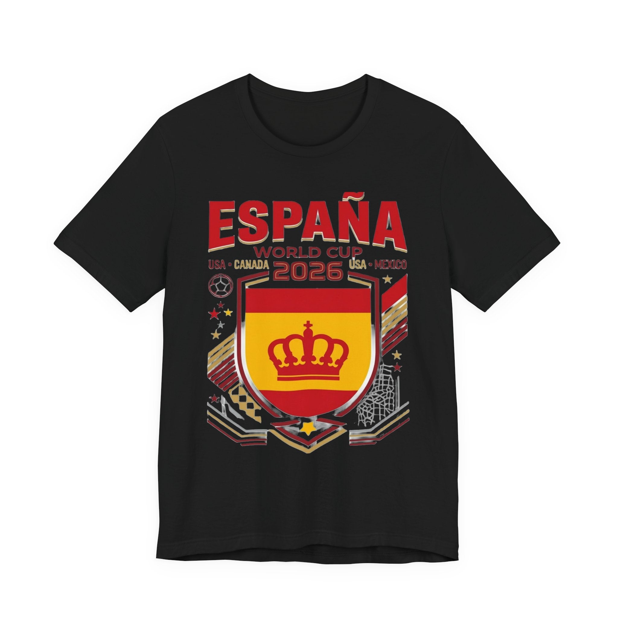 T-shirt Coupe du Monde 2026 Espagne | Blason de football de l'Espagne, États-Unis Canada Mexique